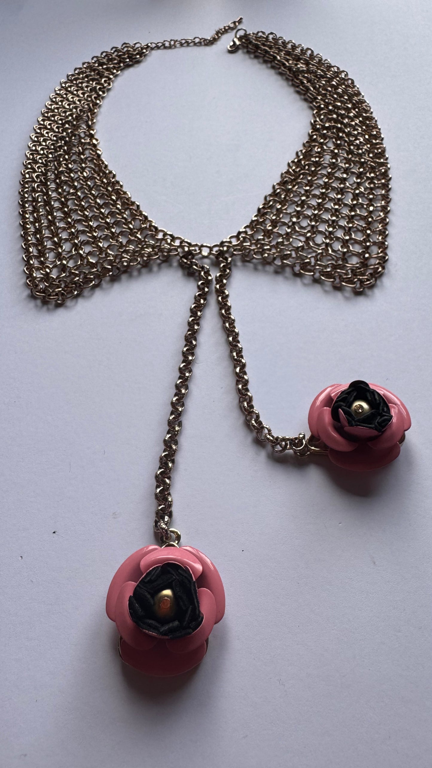 Chain mail collar and leather dickie bow