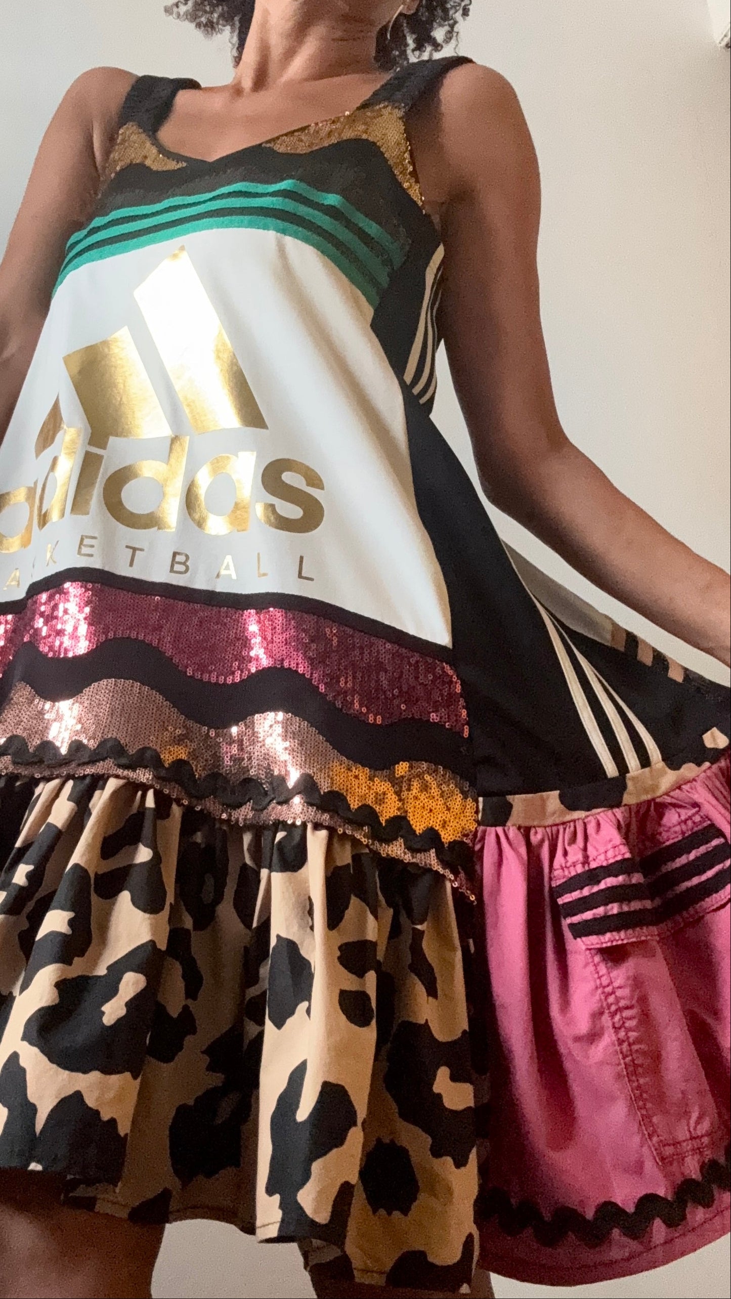 Adidas Reworked Sequin Leopard Trapeze Dress