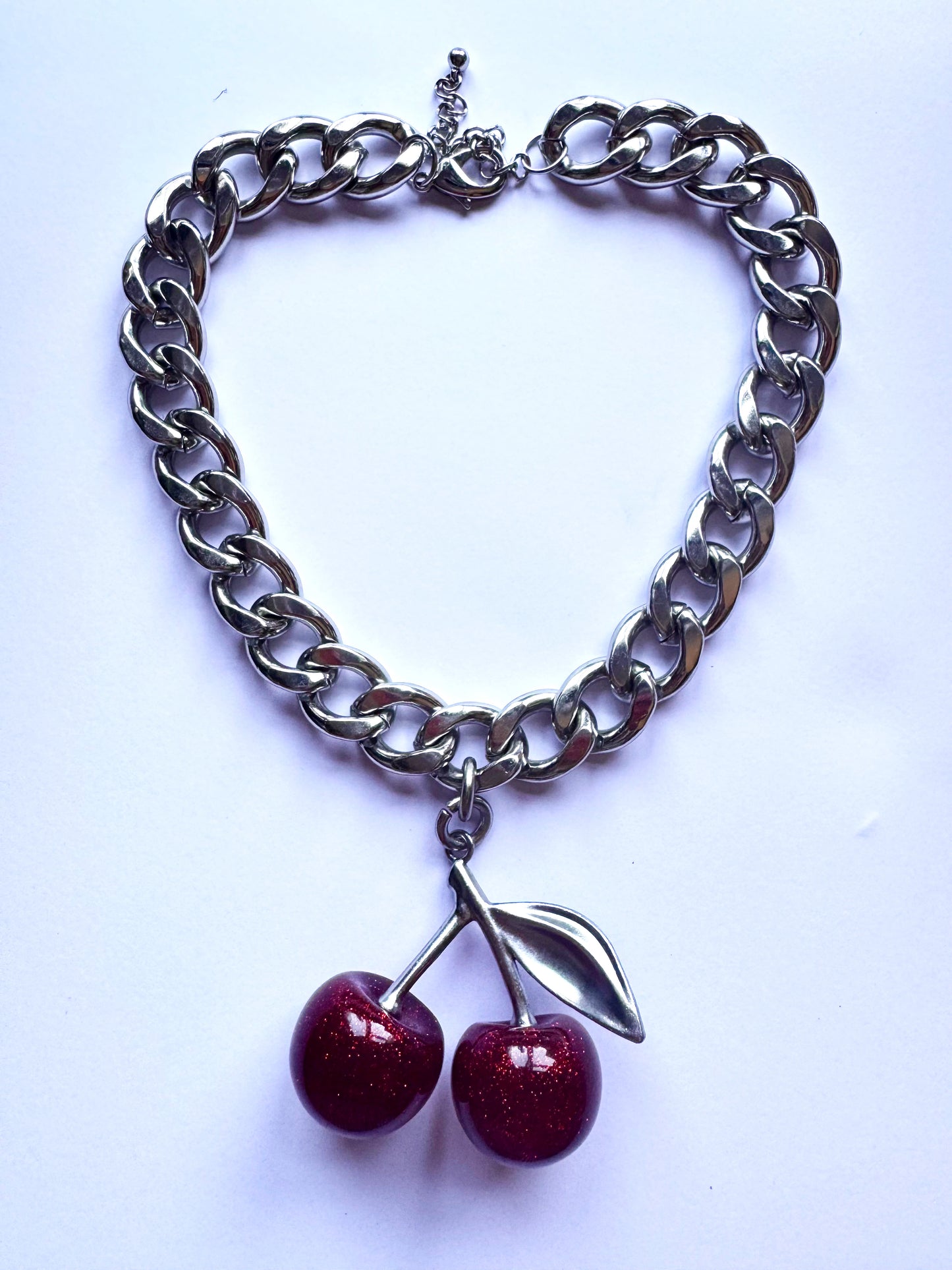 Chunky cherry charm necklace
