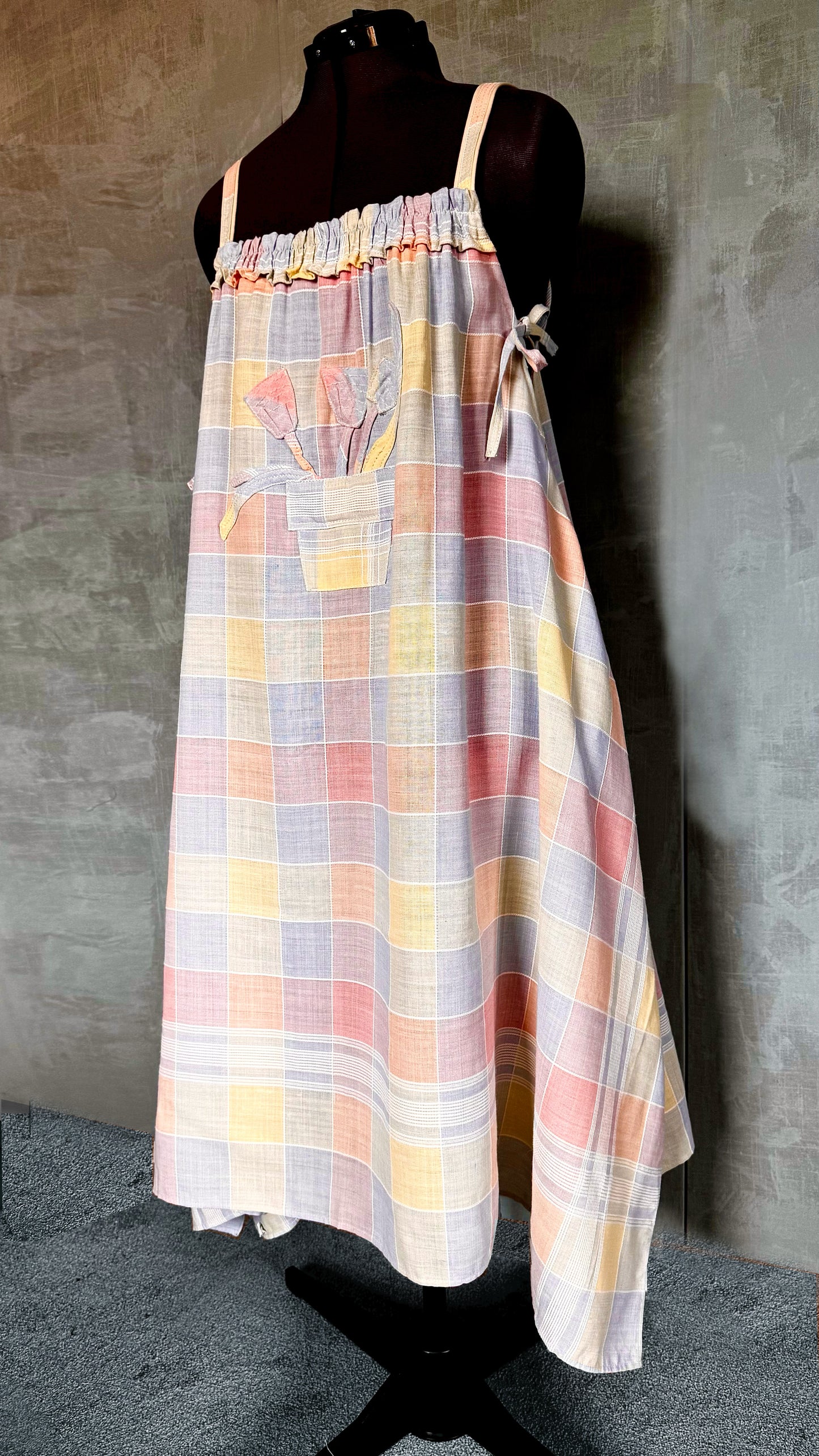 checked pastel hanky hem linen summer dress
