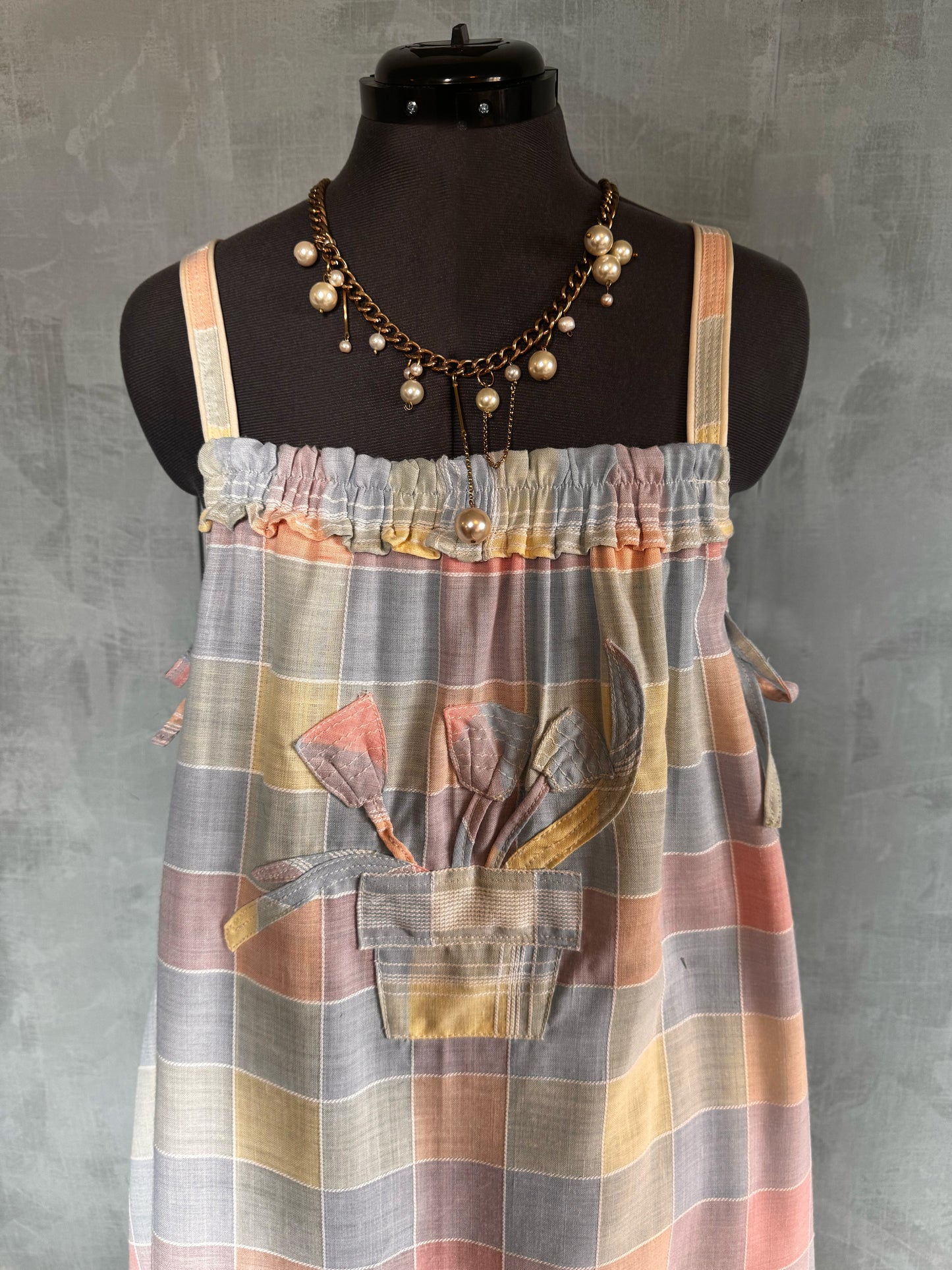 checked pastel hanky hem linen summer dress