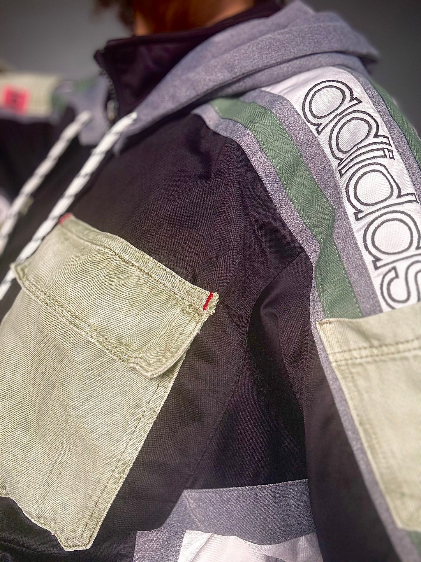 Adidas hoodie with corded Labubu on the reverse-short sleeve-detachable hood
