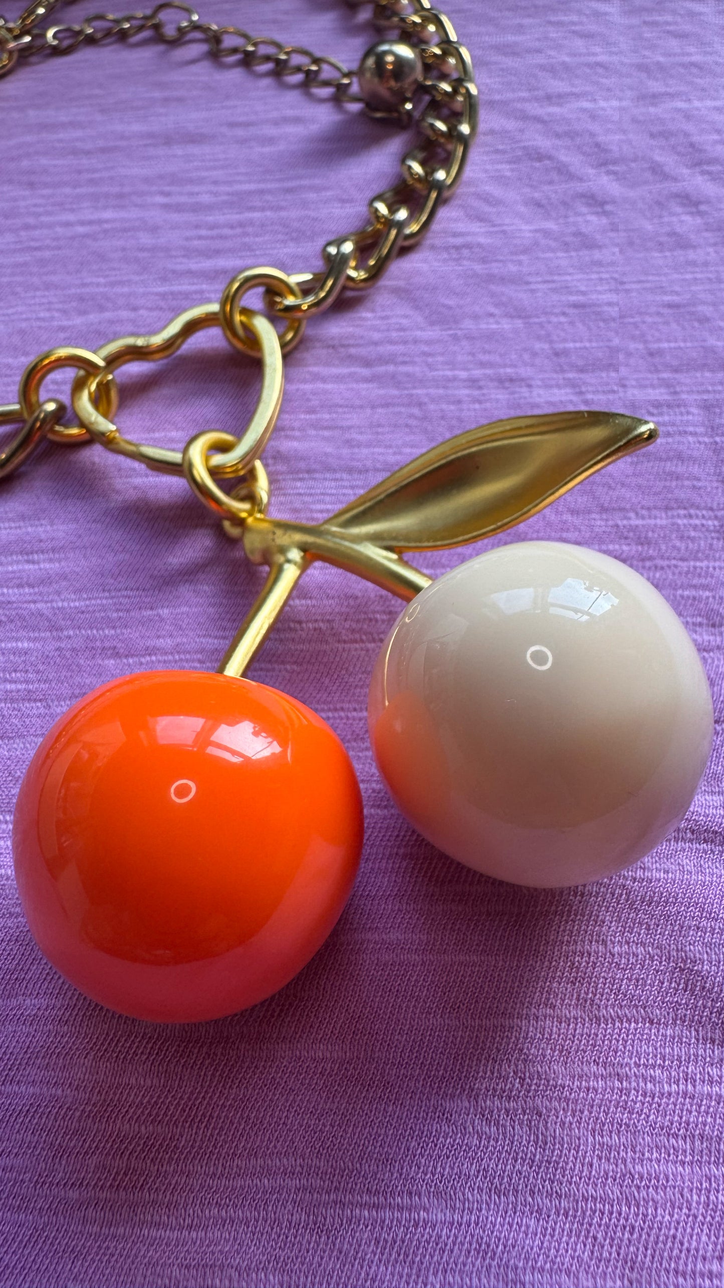 chunky gold cherry necklace