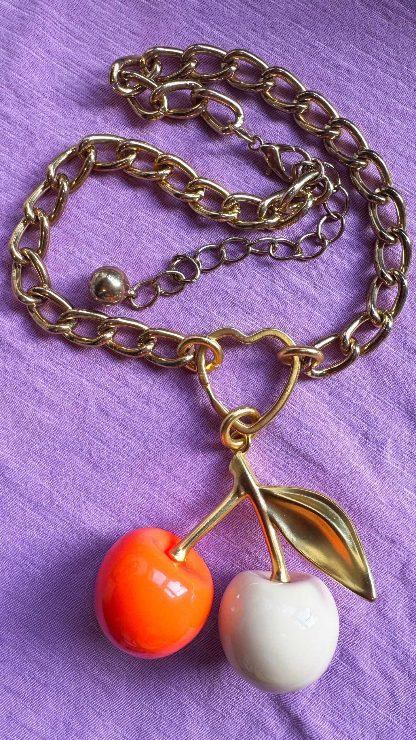 chunky gold cherry necklace