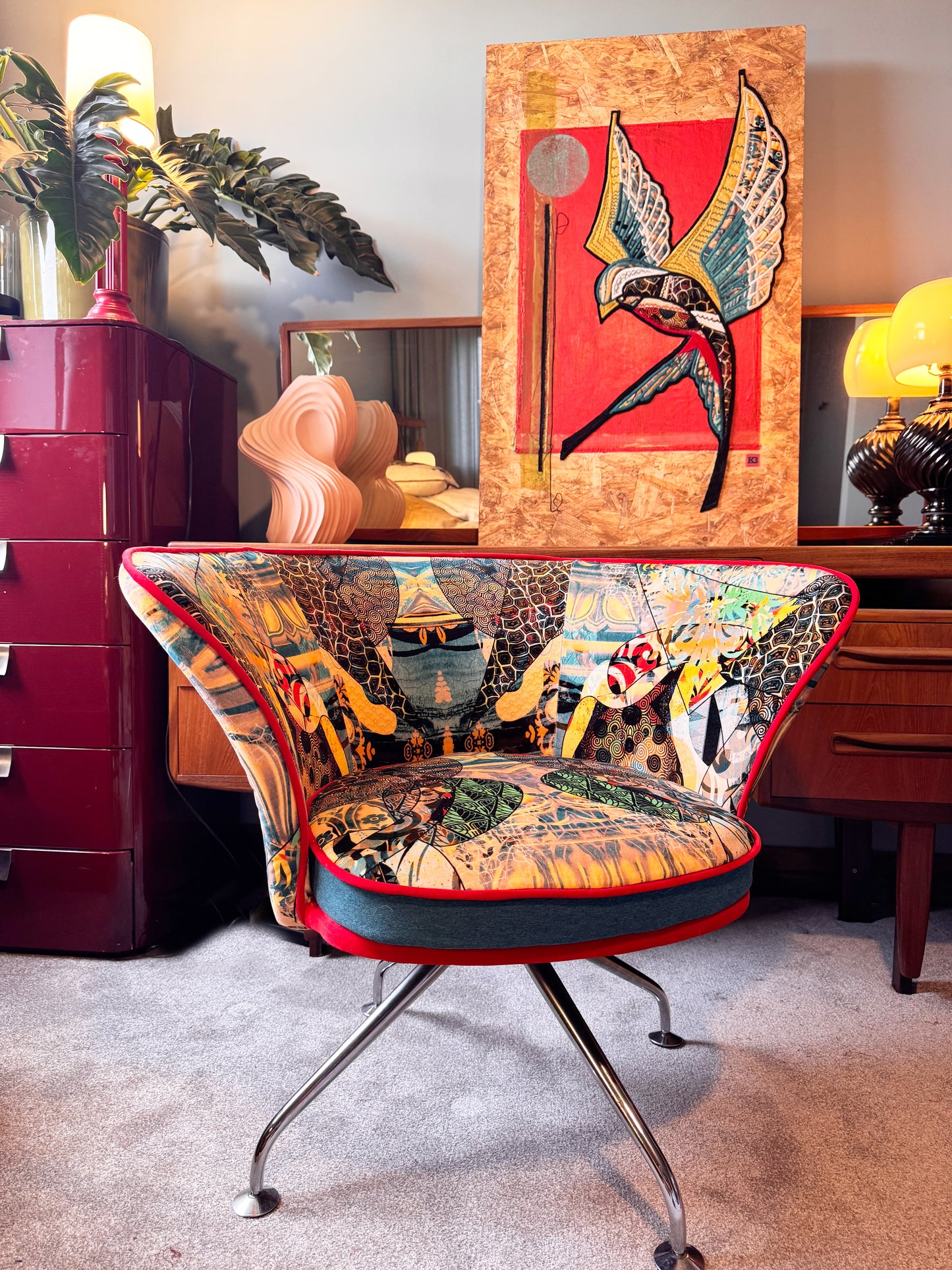 Tonon chair- reupholstered in BlackPopuk Walladawn Velvet