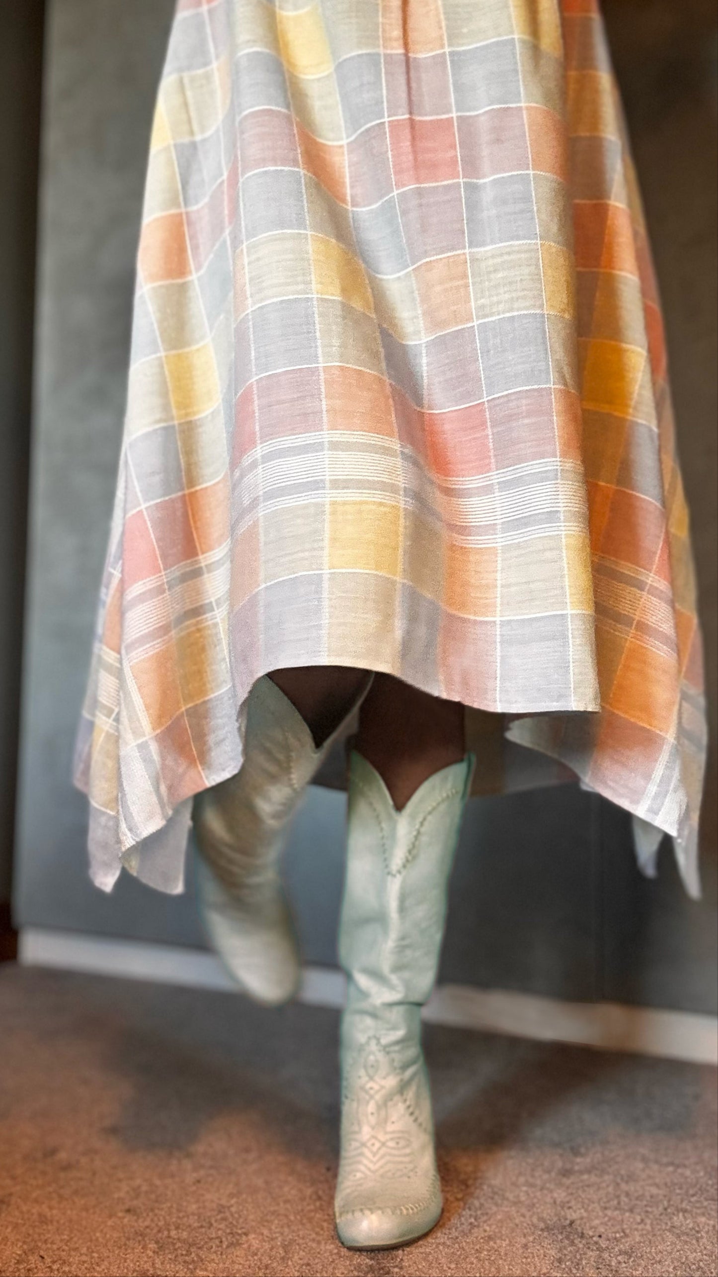 checked pastel hanky hem linen summer dress