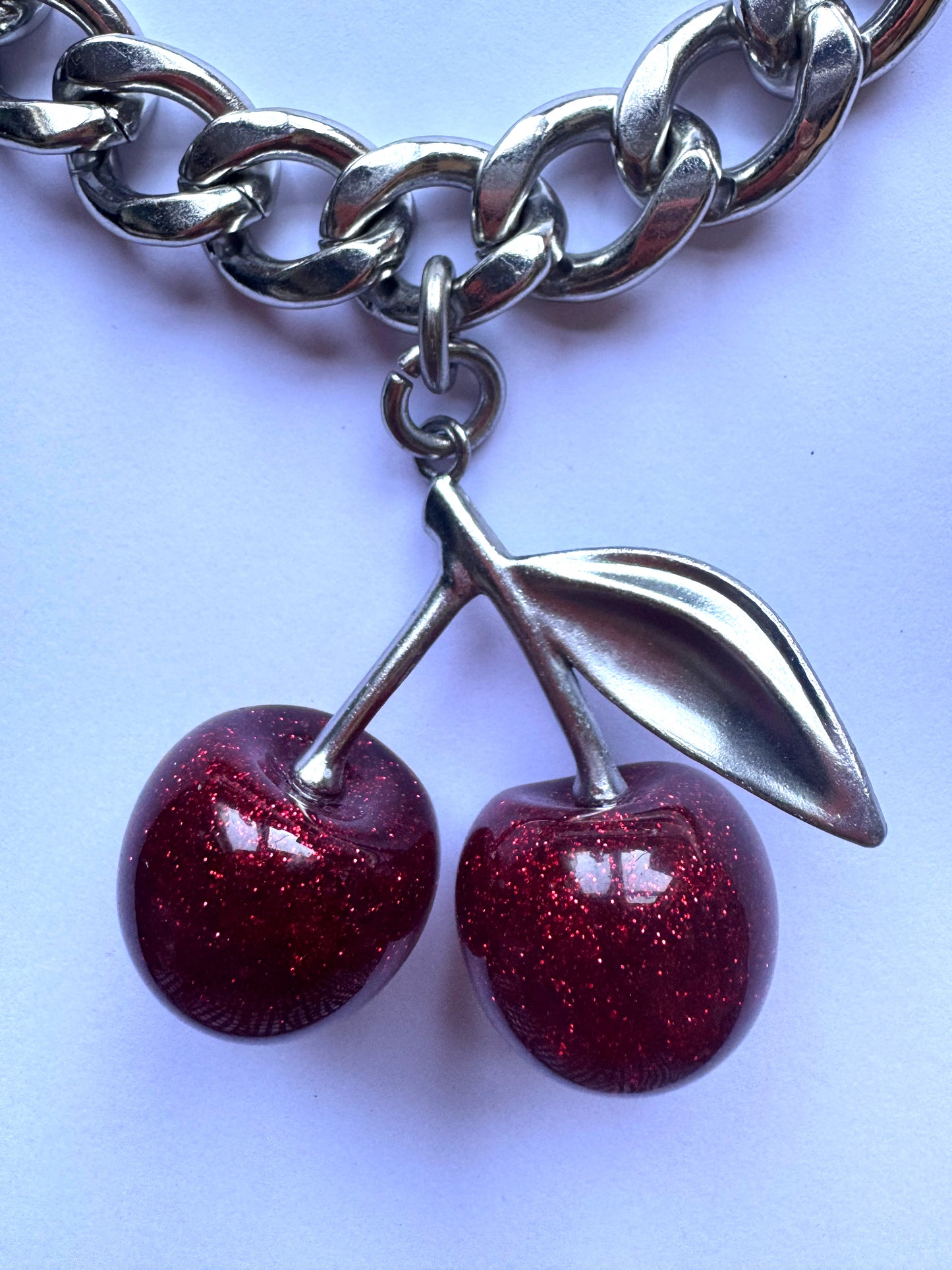 Chunky cherry charm necklace