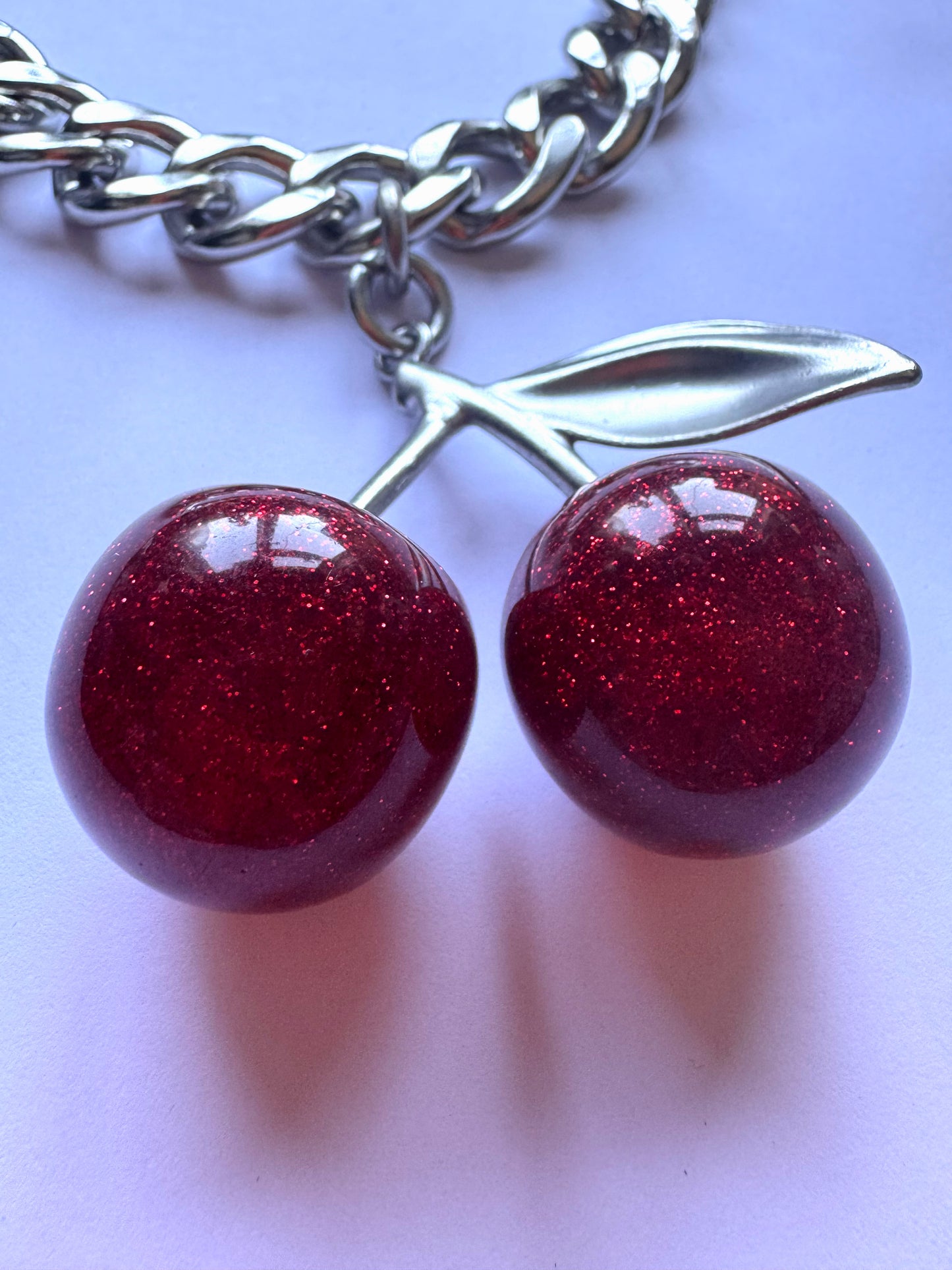 Chunky cherry charm necklace