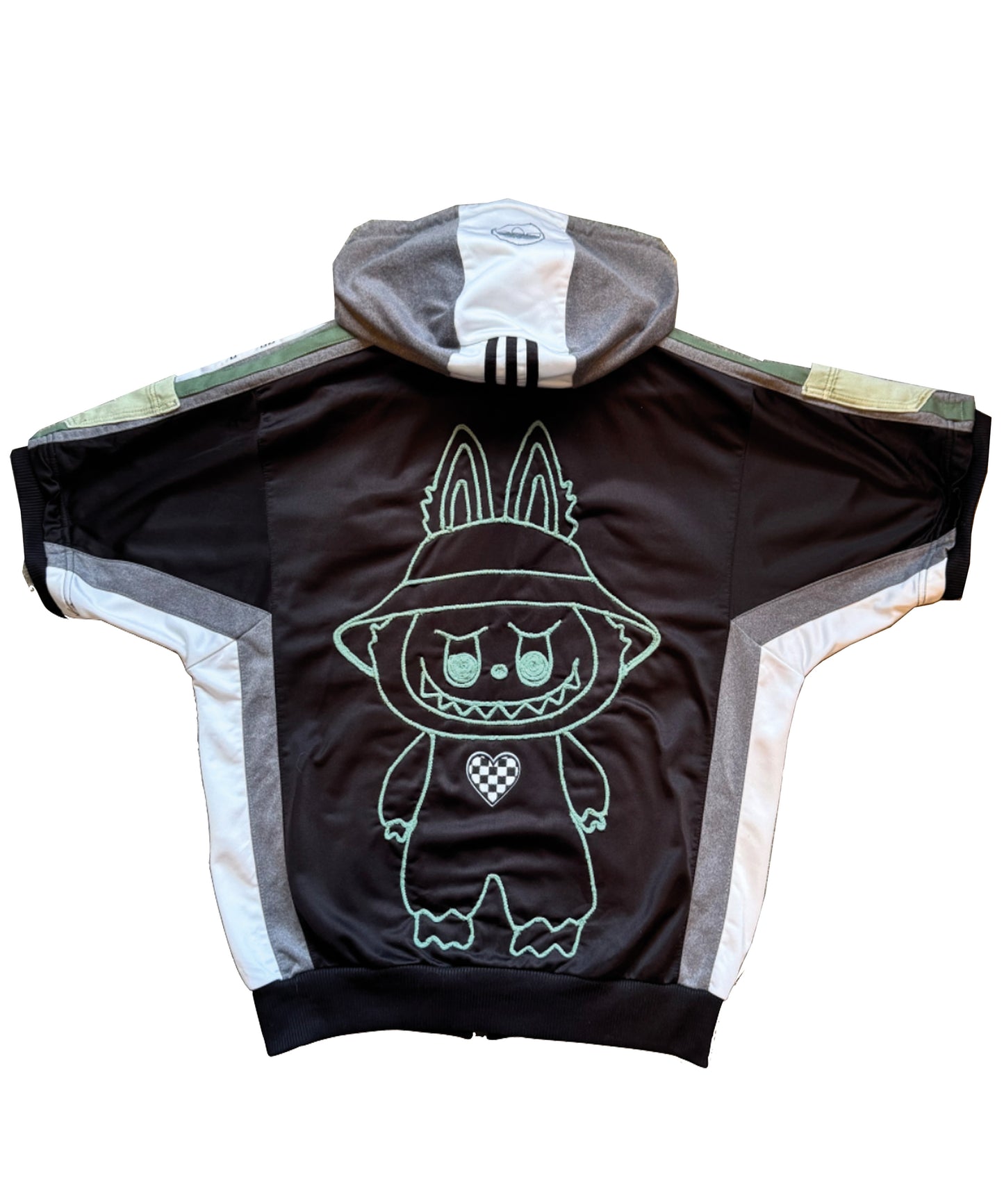 Adidas hoodie with corded Labubu on the reverse-short sleeve-detachable hood