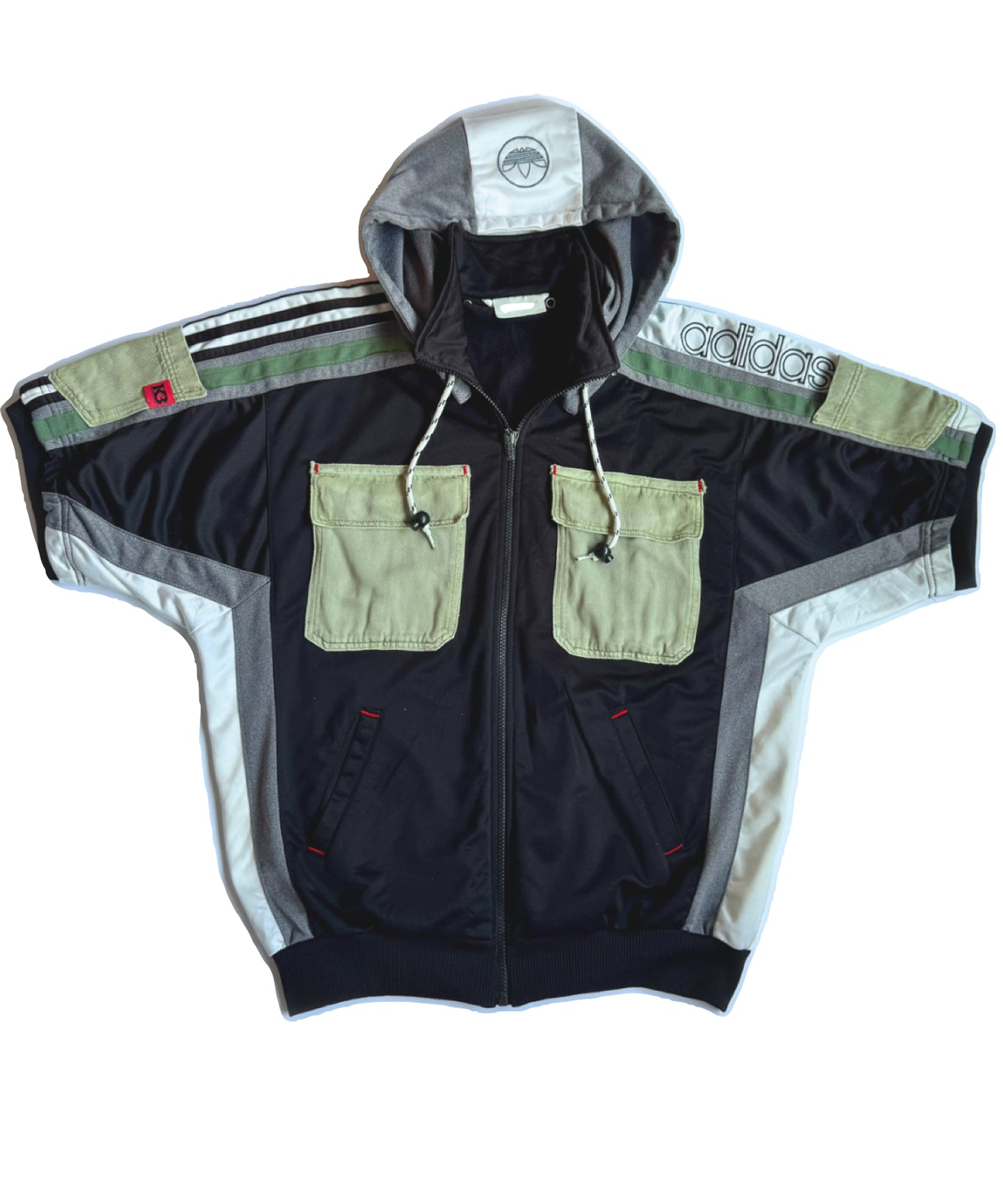 Adidas hoodie with corded Labubu on the reverse-short sleeve-detachable hood