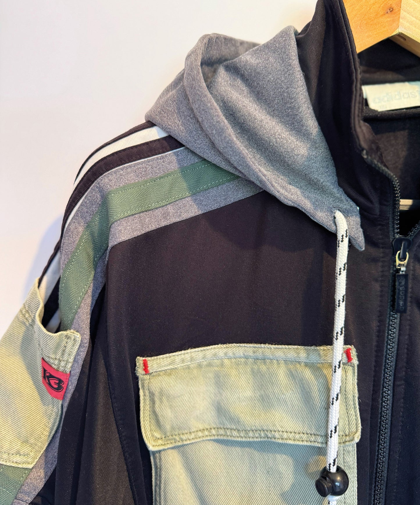 Adidas hoodie with corded Labubu on the reverse-short sleeve-detachable hood