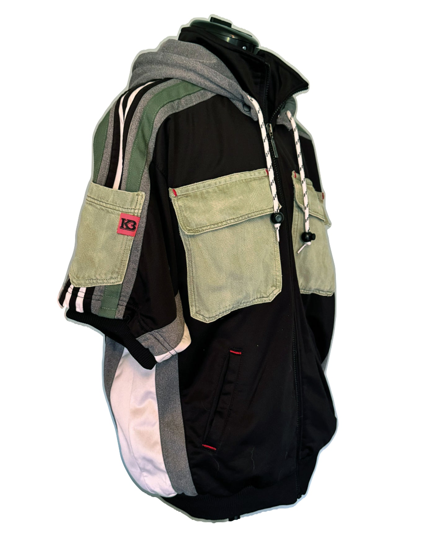 Adidas hoodie with corded Labubu on the reverse-short sleeve-detachable hood