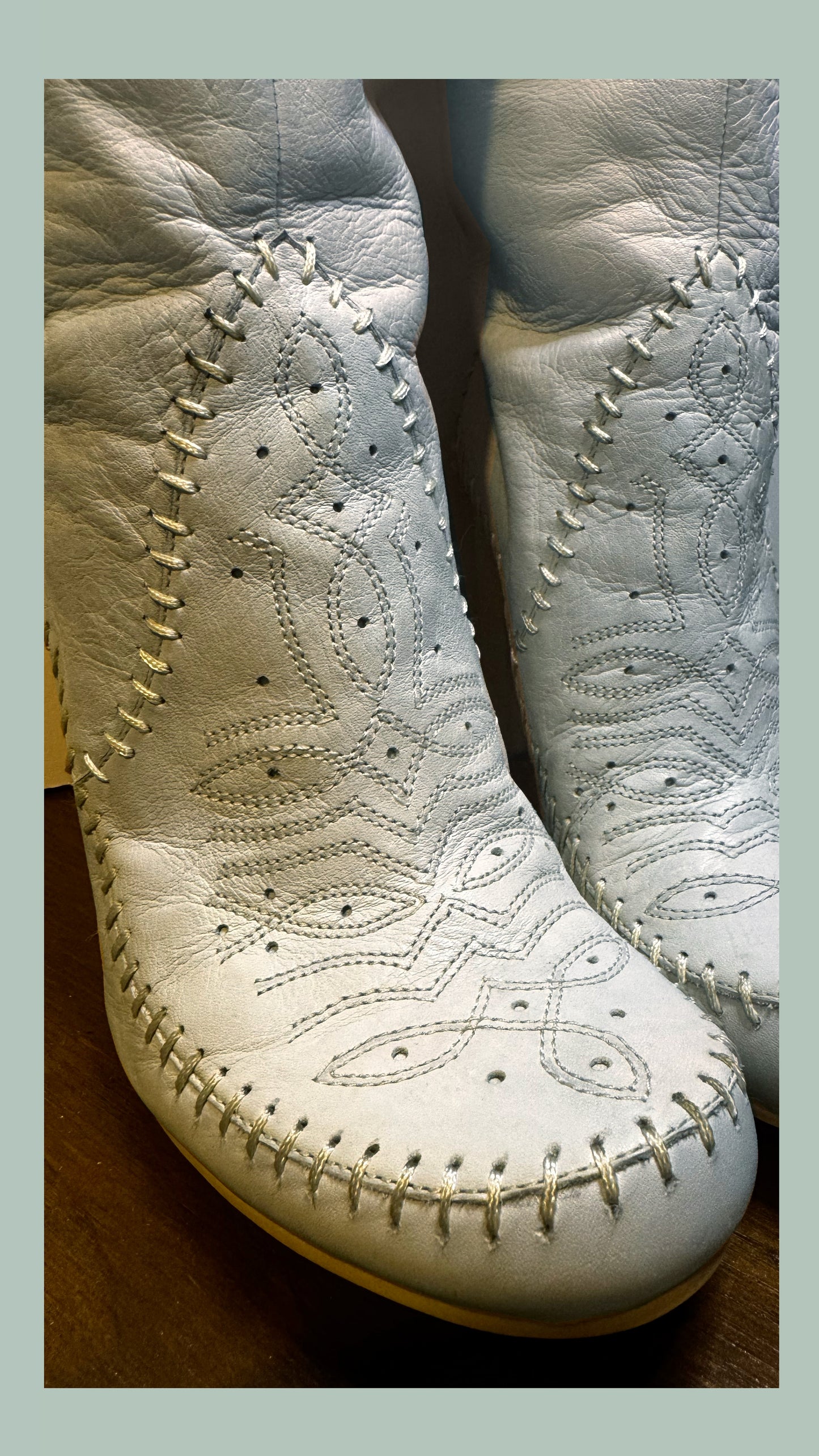 Cowboy/Mocassin boot- duck egg colourway.