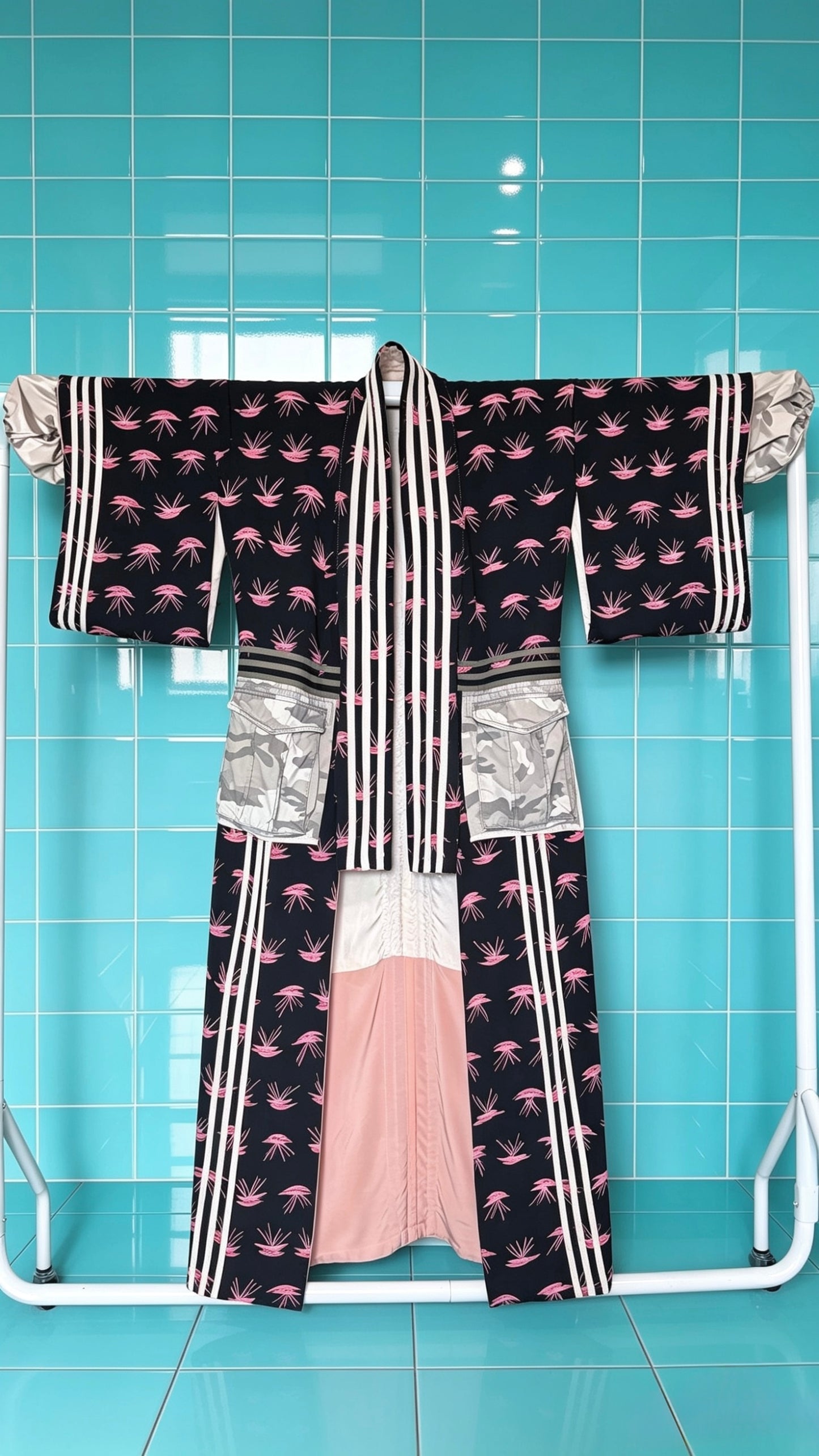 Adidas Reworked Longline Silk Kimono – Camo Pocket Detail