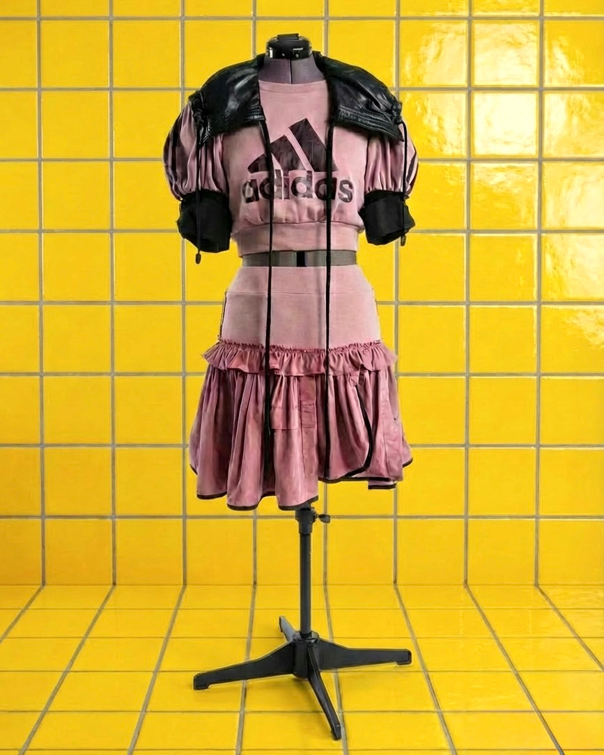 ADIDAS- Dusky Pink co-ordinate set with leather collar bag.