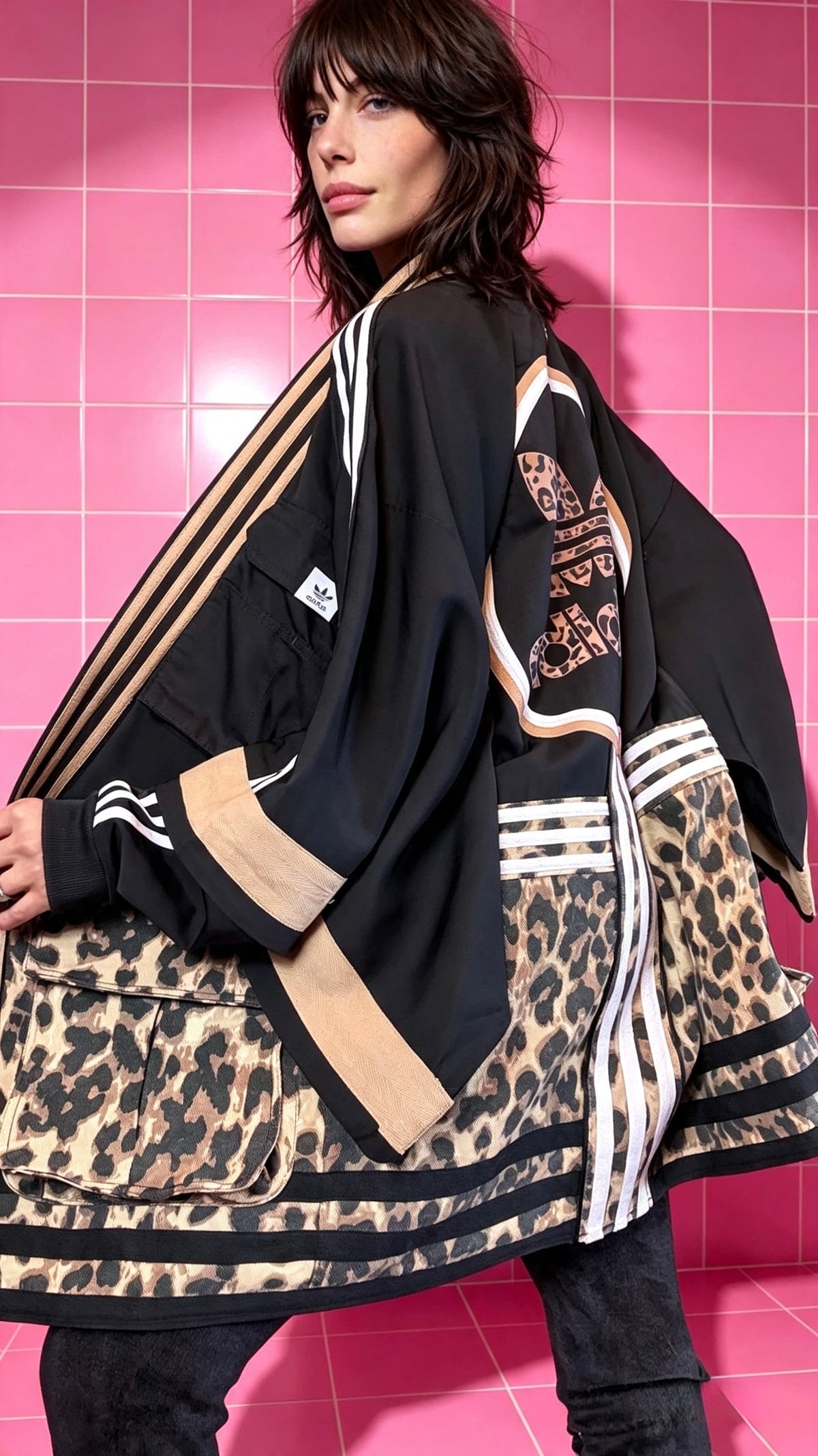 Black Leopard Cargo Haori Kimono