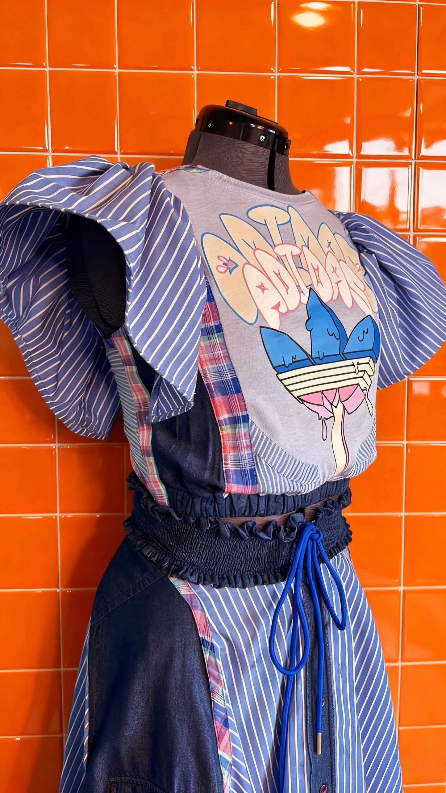 Reworked Adidas Co-Ord Set — Upcycled Streetwear Outfit, Tie Back Top & Patchwork Skirt, Festival Summer Two Piece