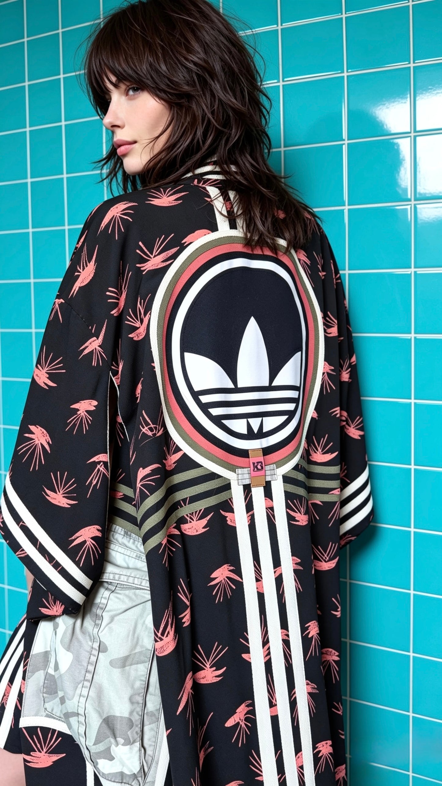 Adidas Reworked Longline Silk Kimono – Camo Pocket Detail