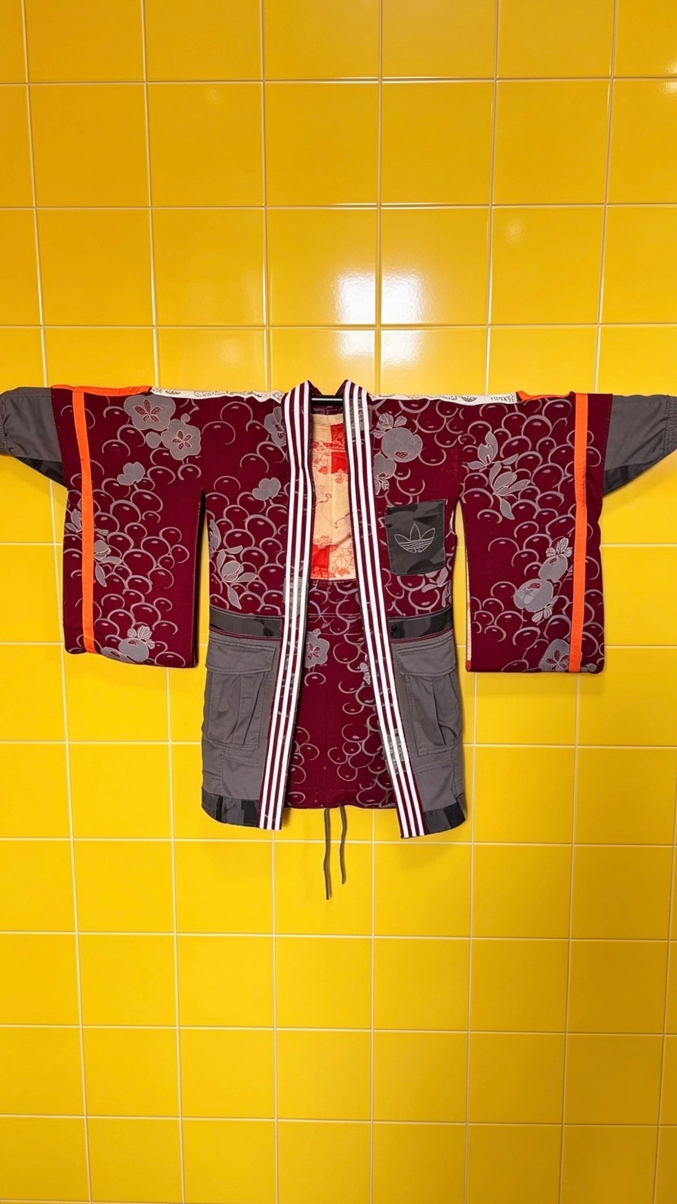 Adidas Reworked Silk Kimono-Burgundy/orange/grey