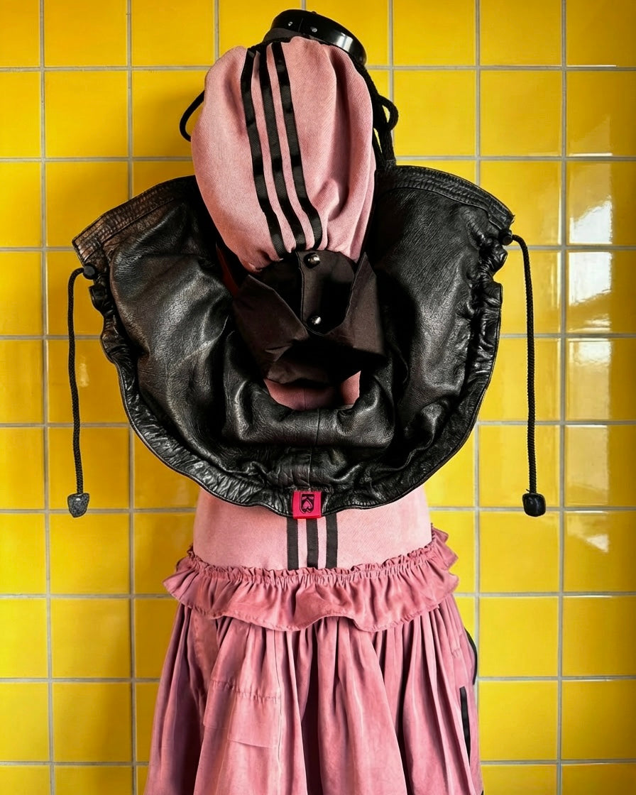 ADIDAS- Dusky Pink co-ordinate set with leather collar bag.