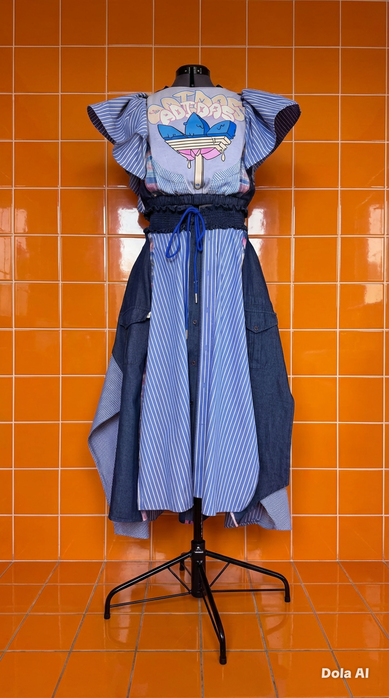 Reworked Adidas Co-Ord Set — Upcycled Streetwear Outfit, Tie Back Top & Patchwork Skirt, Festival Summer Two Piece