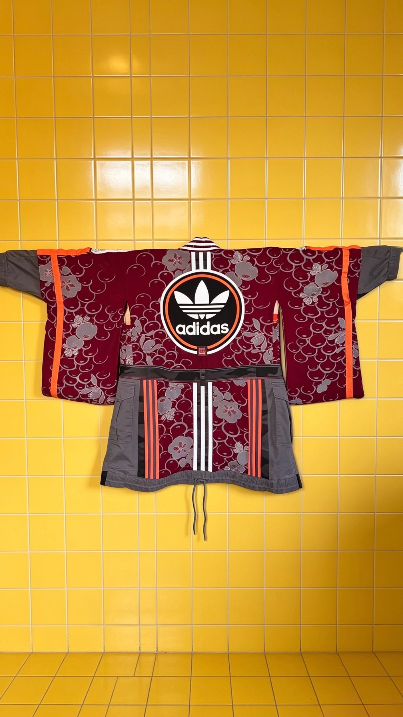 Adidas Reworked Silk Kimono-Burgundy/orange/grey