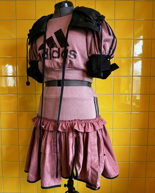 ADIDAS- Dusky Pink co-ordinate set with leather collar bag.