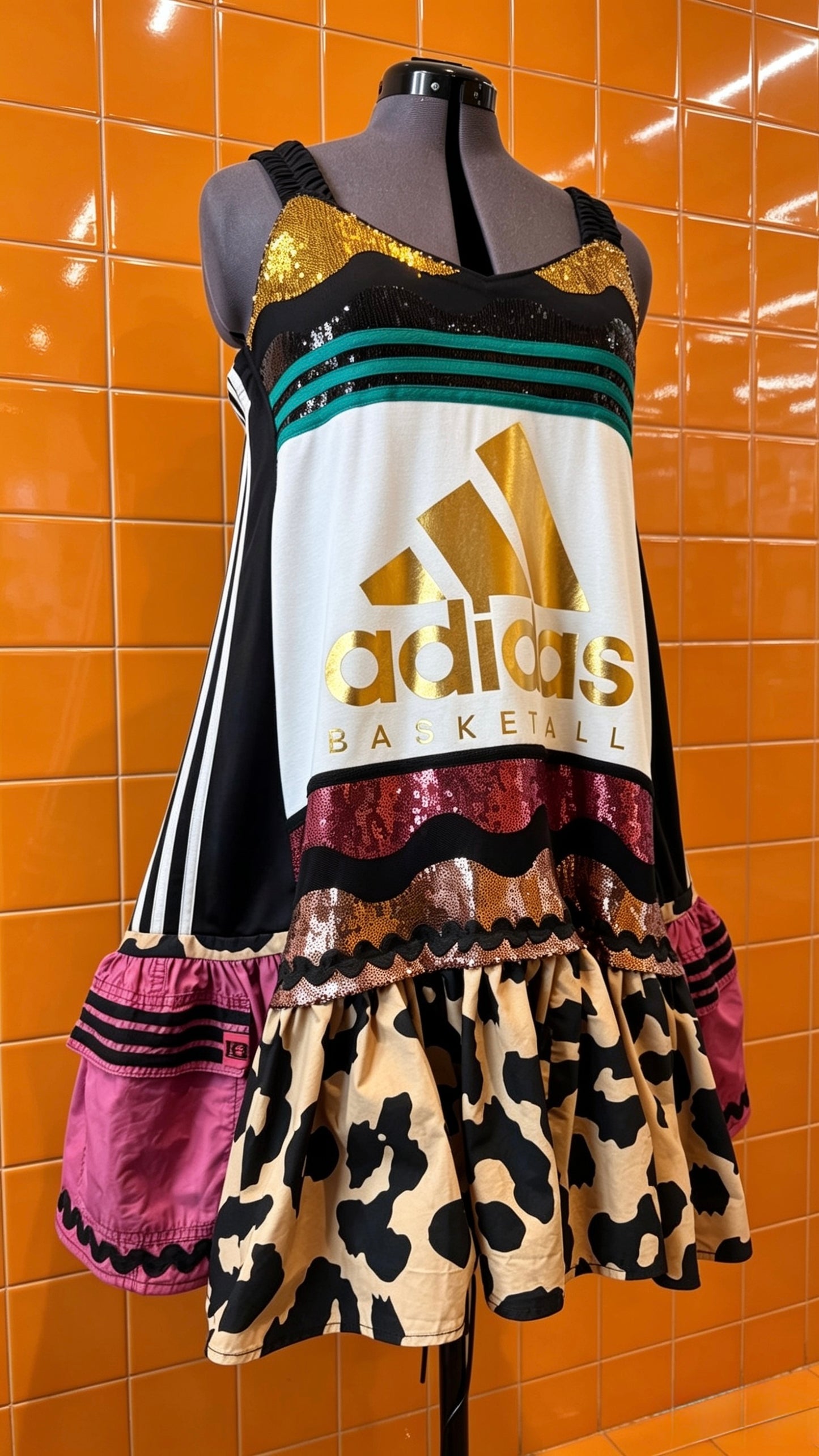 Adidas Reworked Sequin Leopard Trapeze Dress