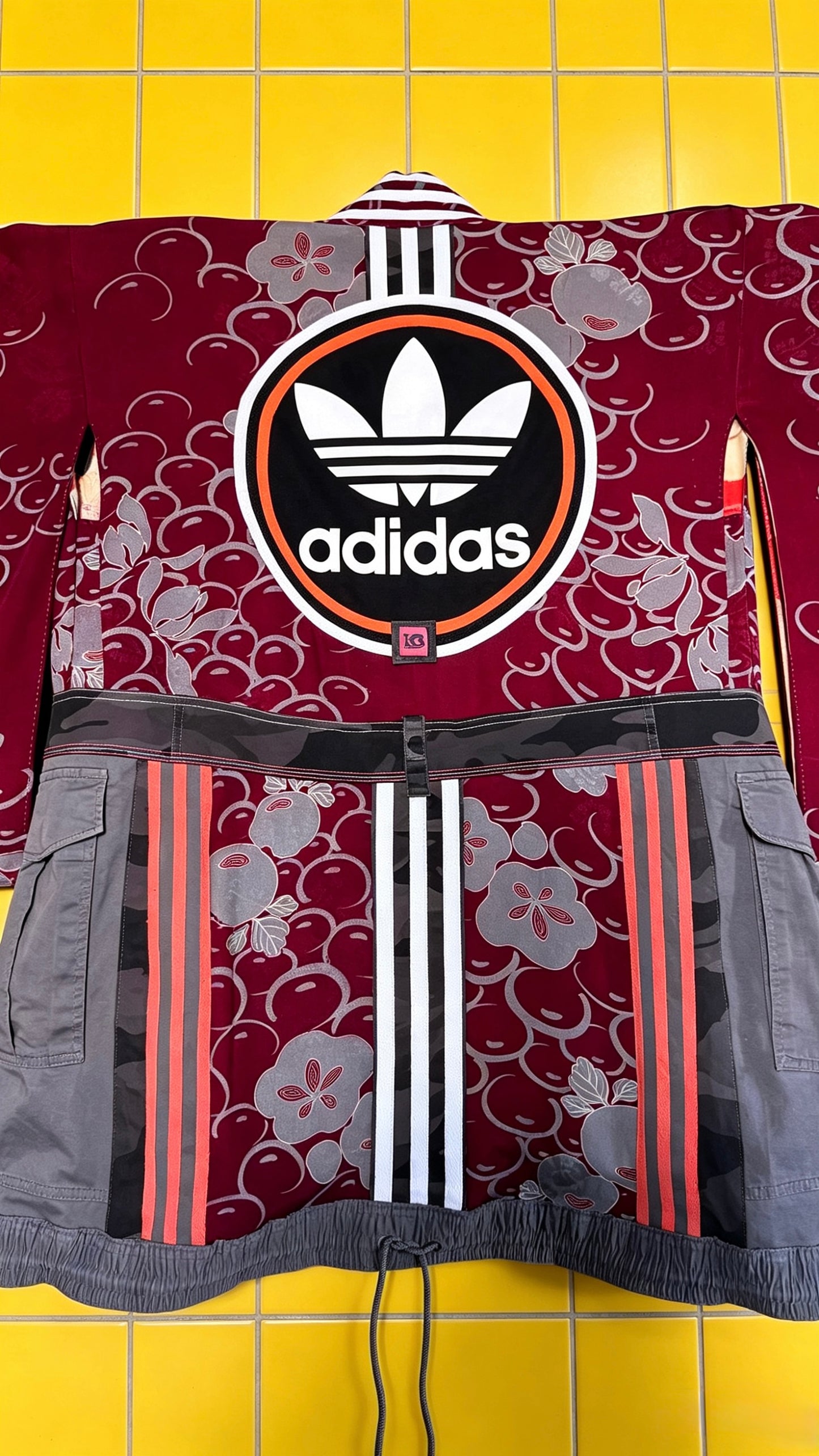 Adidas Reworked Silk Kimono-Burgundy/orange/grey