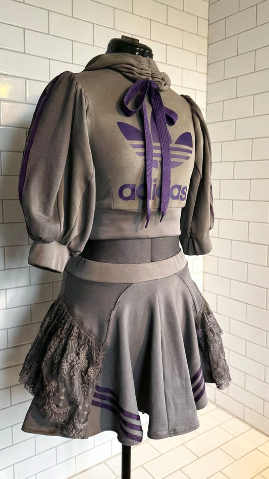 grey and purplw adidas co-ord