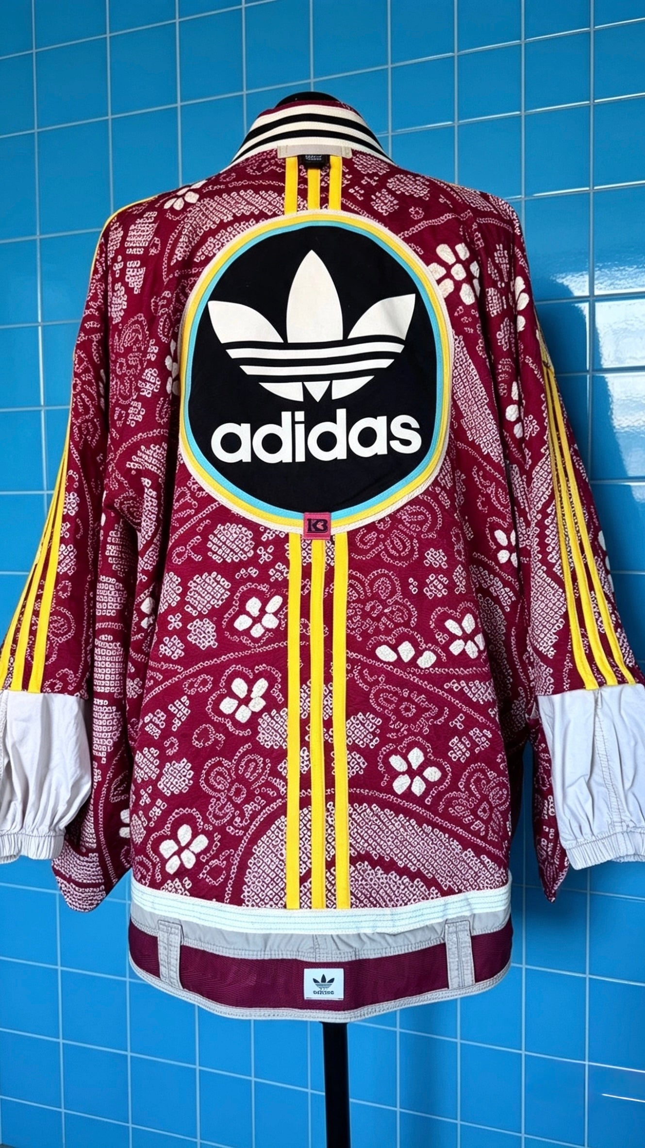 Adidas Reworked Red Silk Patterned Kimono