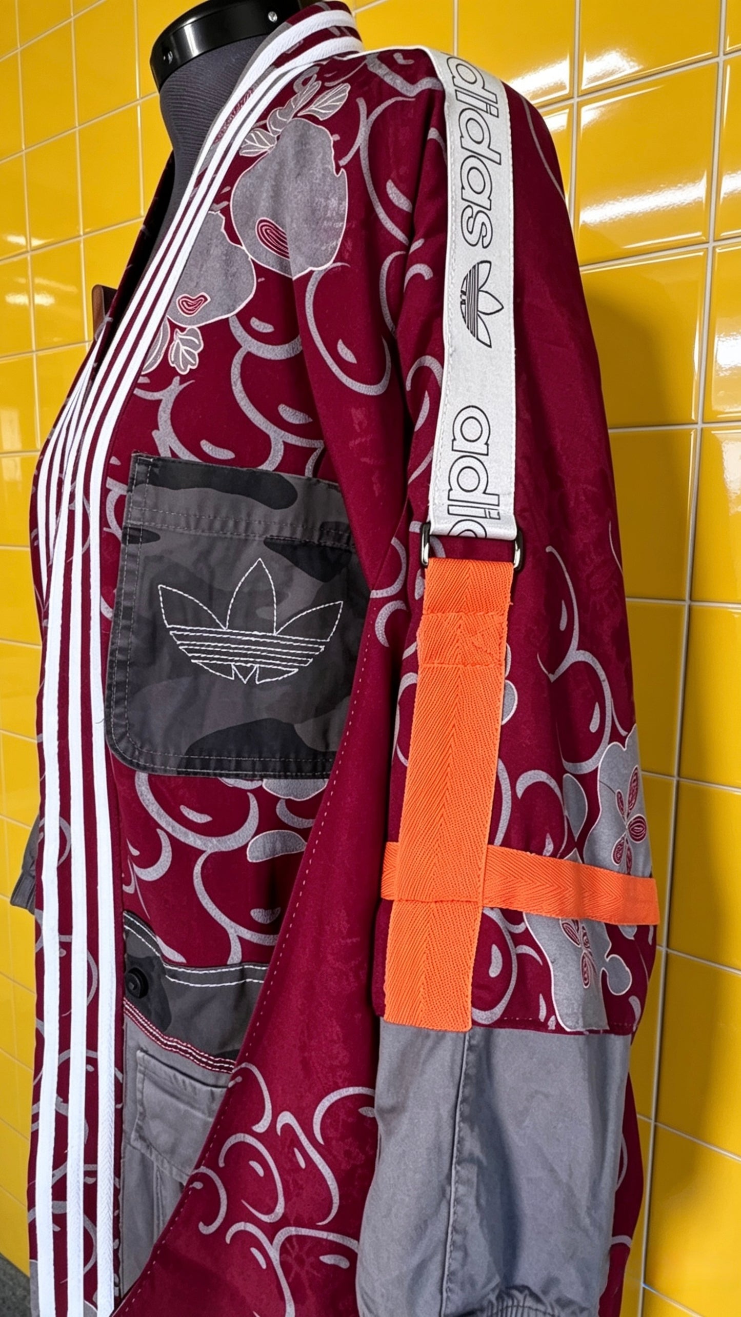Adidas Reworked Silk Kimono-Burgundy/orange/grey