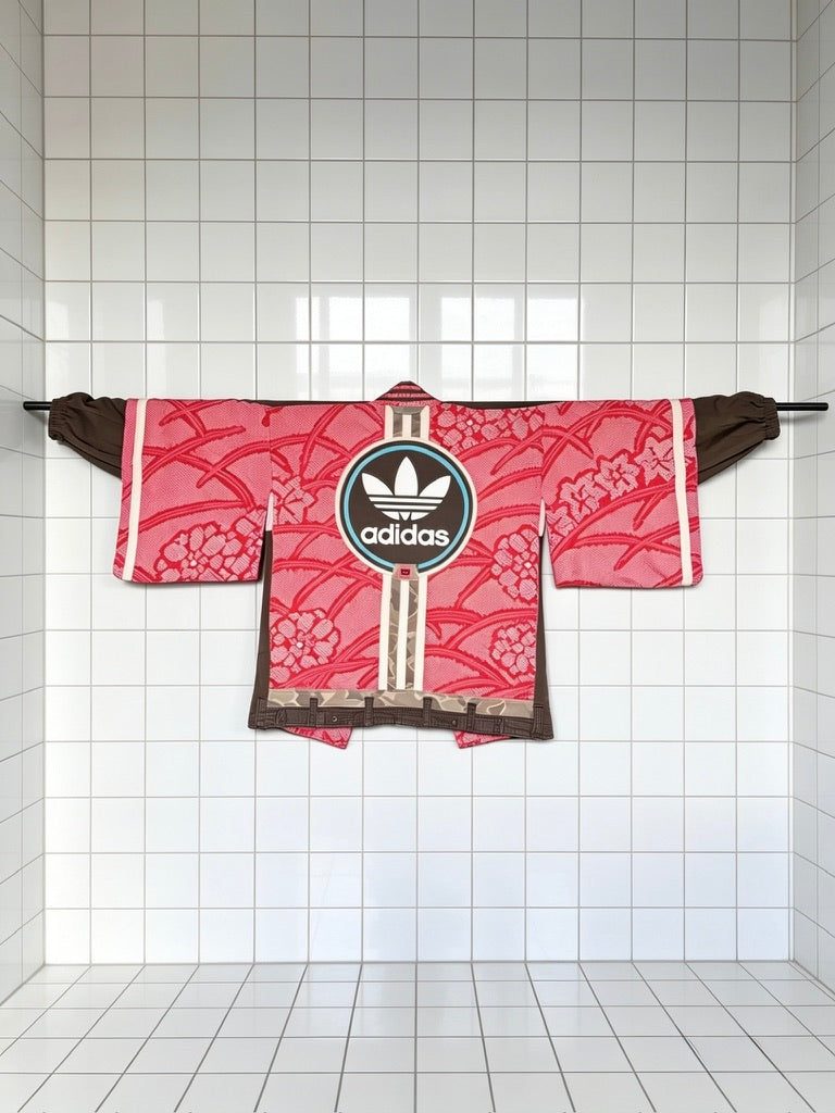 Red & Khaki Kimono silk