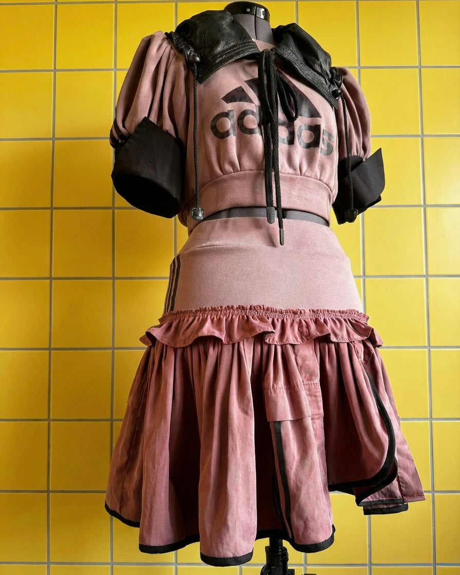 ADIDAS- Dusky Pink co-ordinate set with leather collar bag.