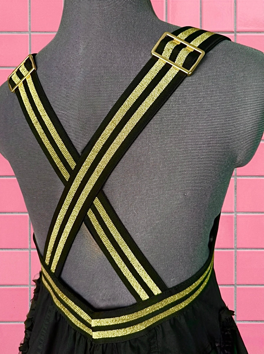 Adidas sport dress, gold sequin, black jersey