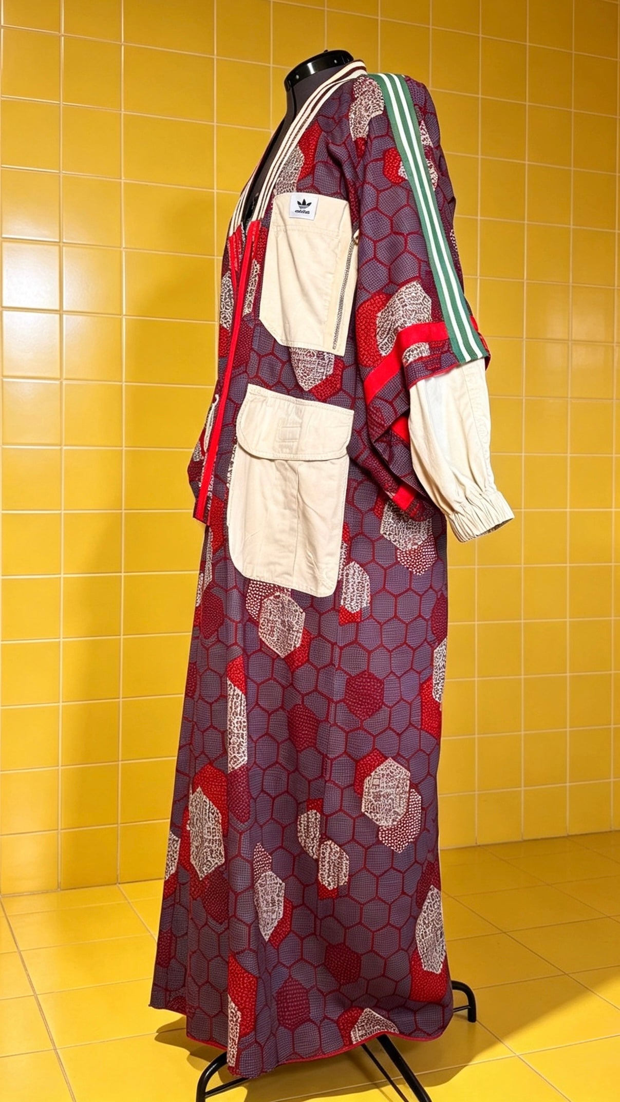 Longline Adidas Statement Kimono hex patch print red logo