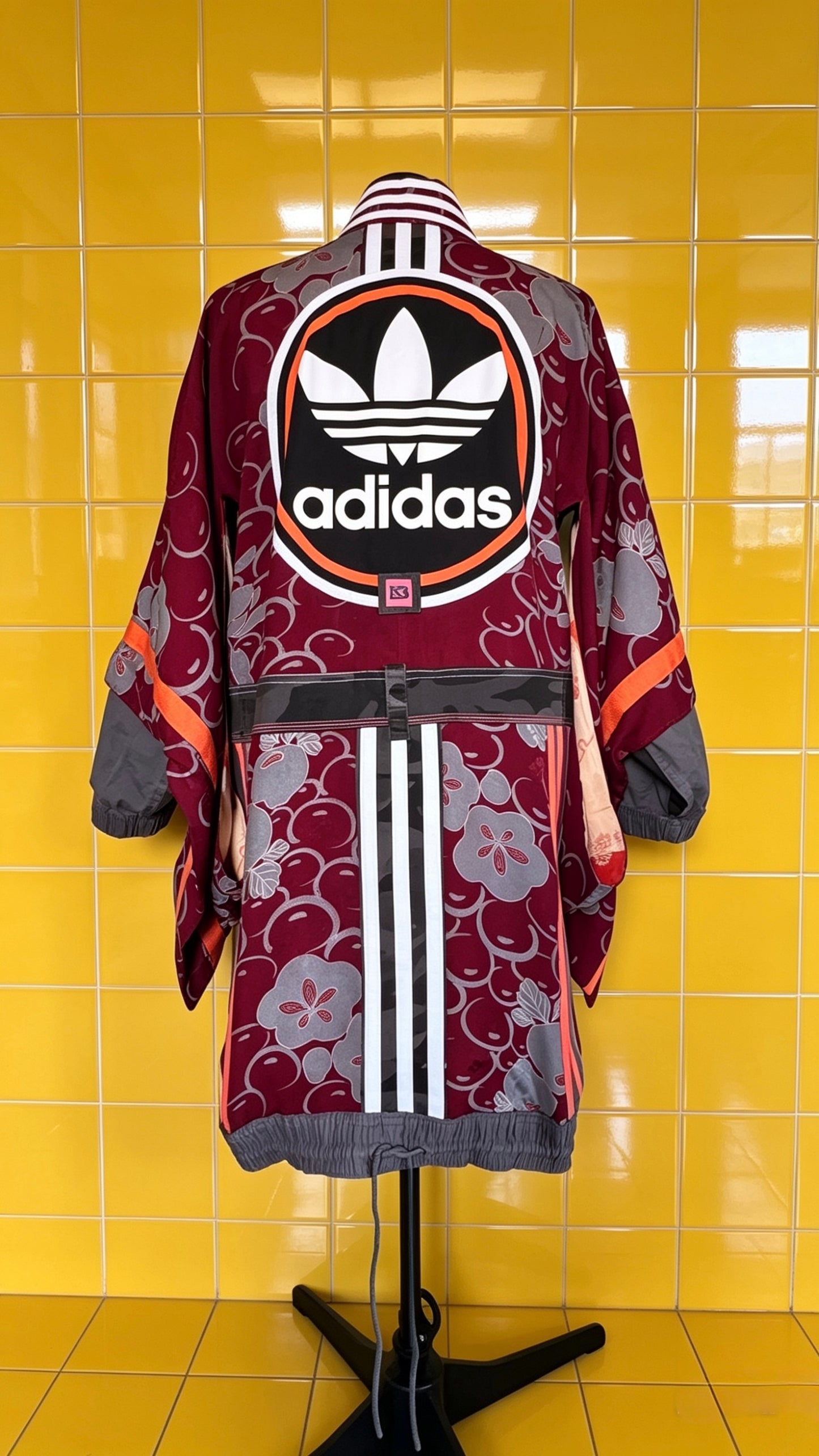 Adidas Reworked Silk Kimono-Burgundy/orange/grey