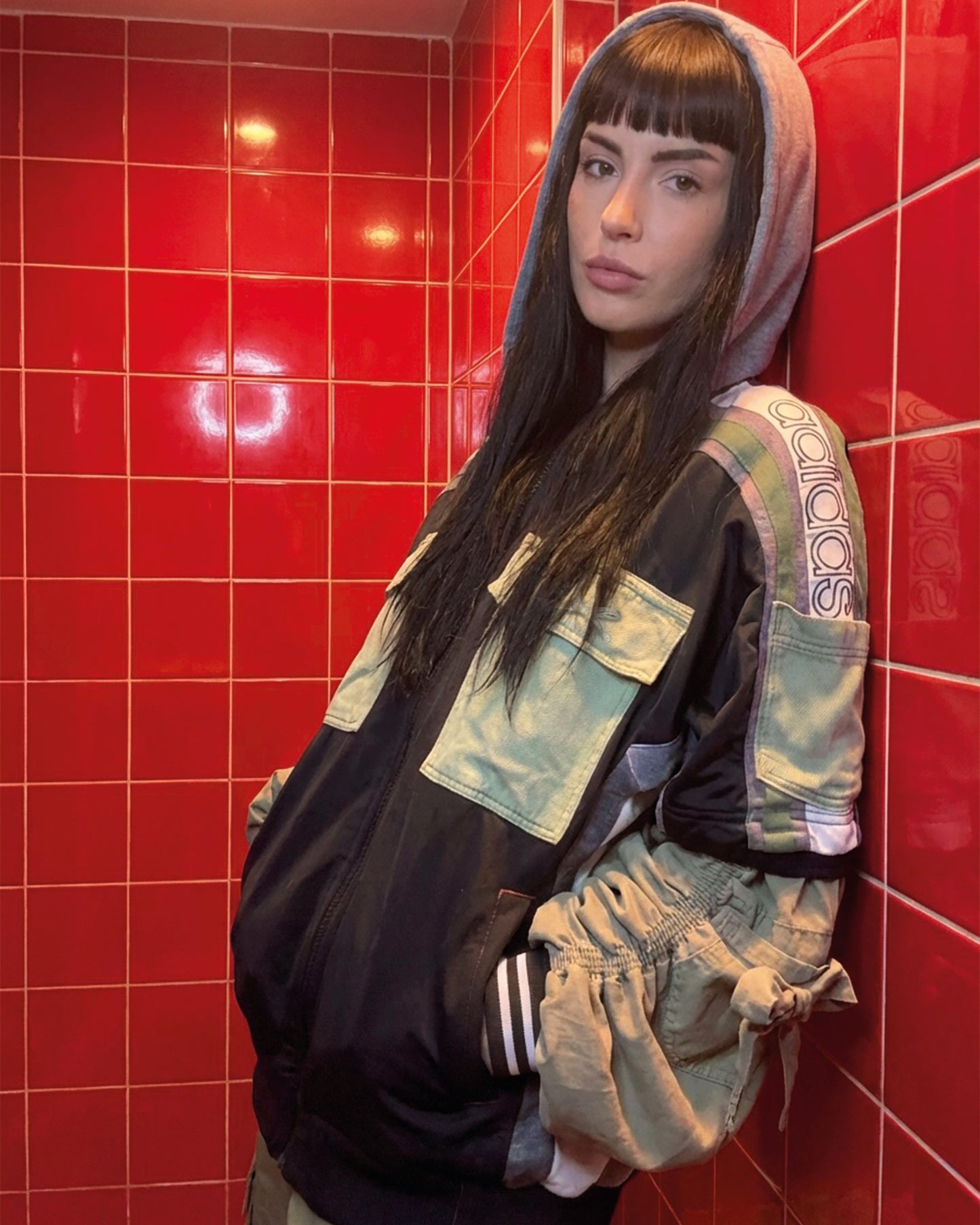 Reimagined Adidas Hoodie | One of a Kind Reworked Sportswear | Denim Back Hoodie with Detachable Hood | Sustainable Upcycled Clothing ONE SIZE