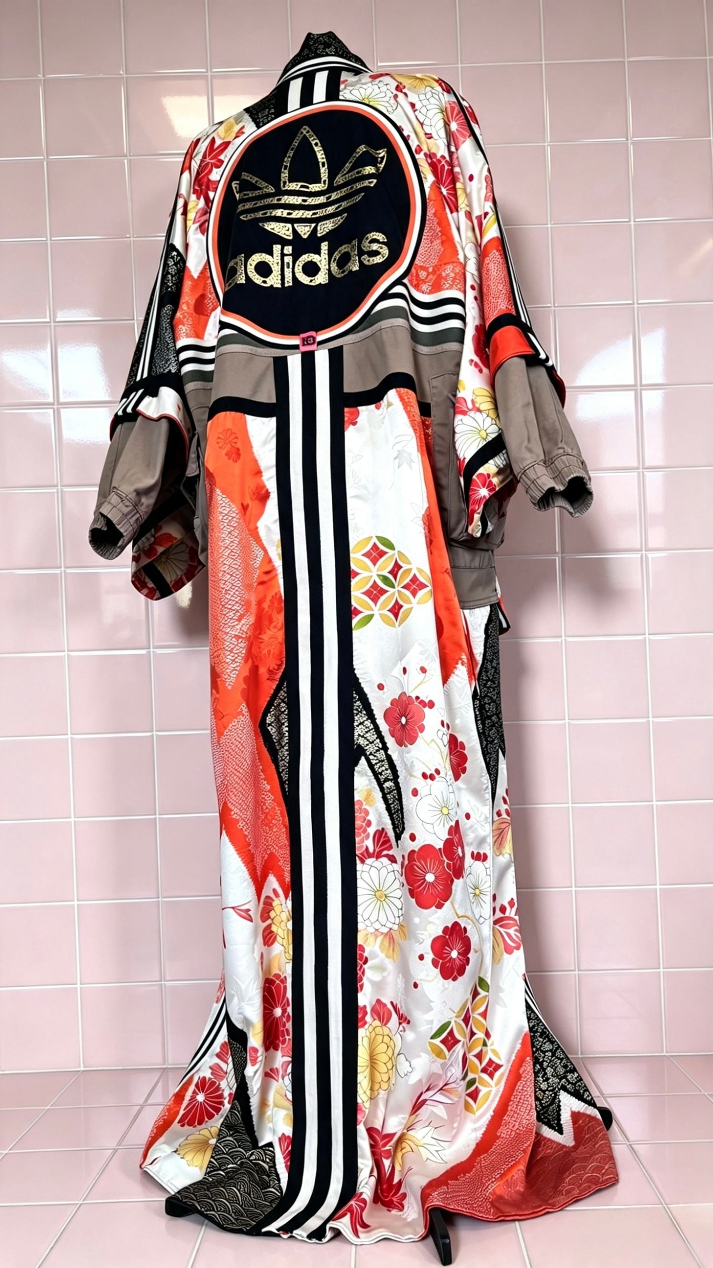 One-of-a-Kind Reworked Silk longline Kimono Cargo Jacket