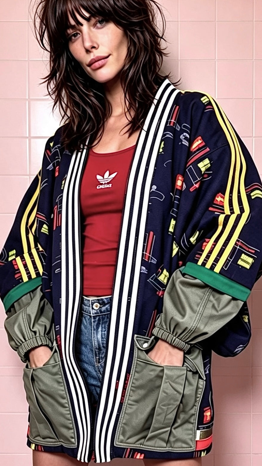 Adidas Reworked Navy Wool Blend Kimono