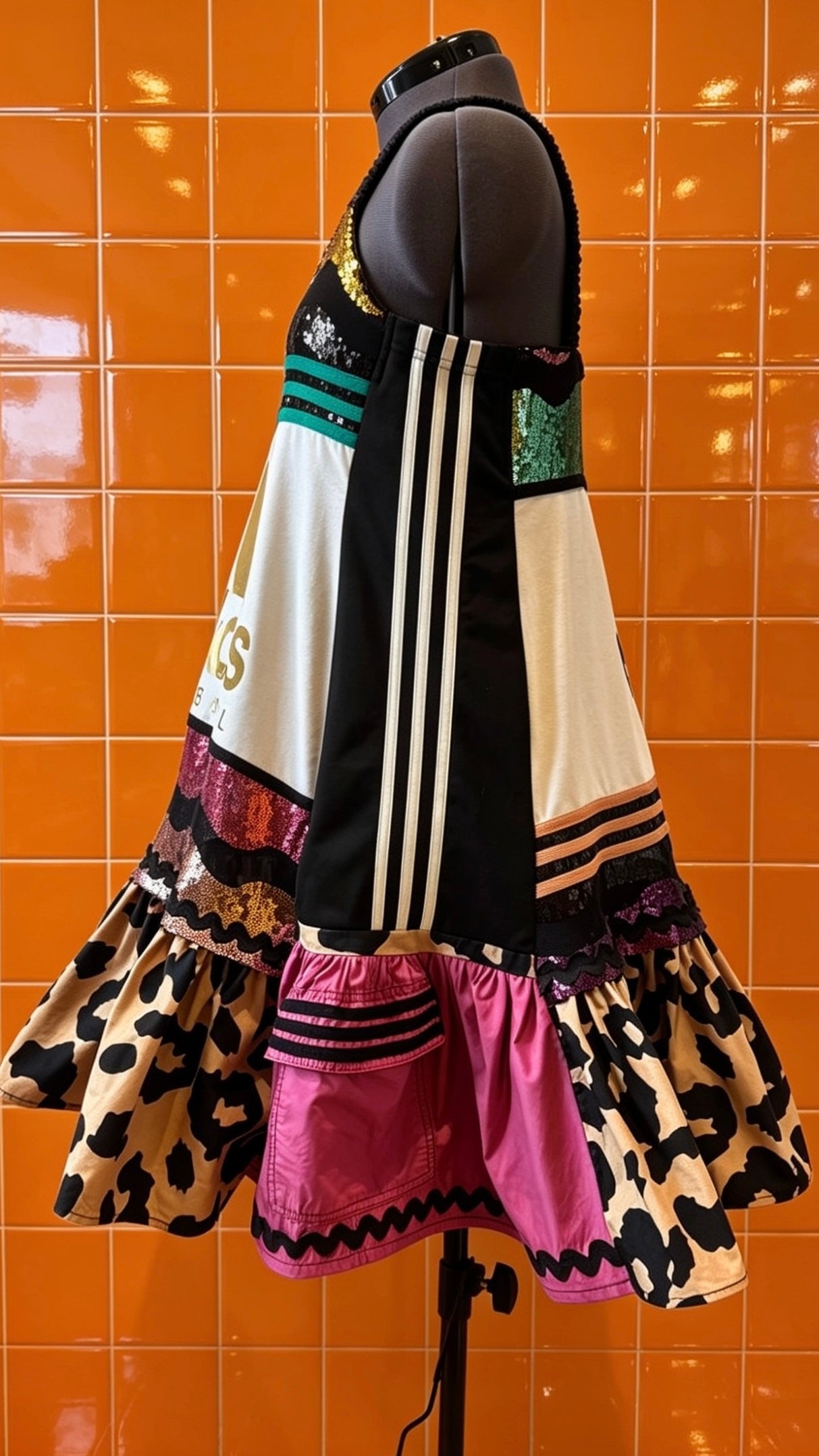 Adidas Reworked Sequin Leopard Trapeze Dress