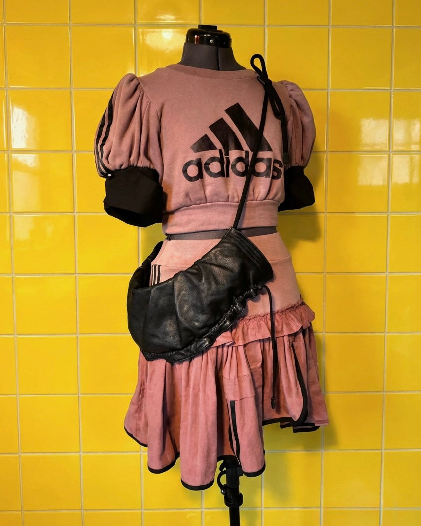 ADIDAS- Dusky Pink co-ordinate set with leather collar bag.