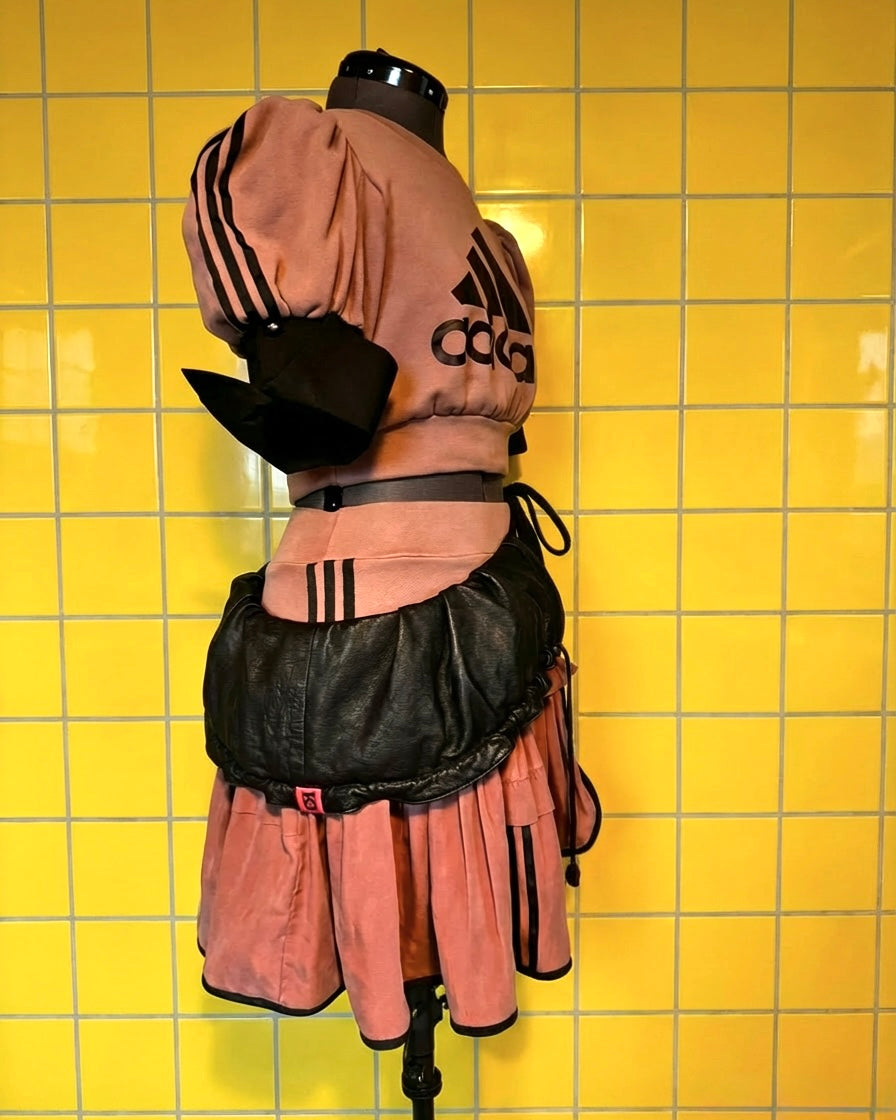 ADIDAS- Dusky Pink co-ordinate set with leather collar bag.