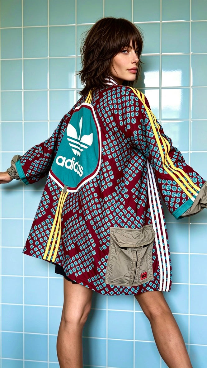 Adidas Reworked Kimono – Yellow 3 Stripe Detail