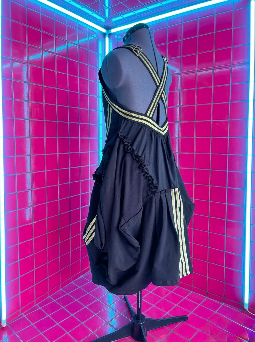 Adidas sport dress, gold sequin, black jersey