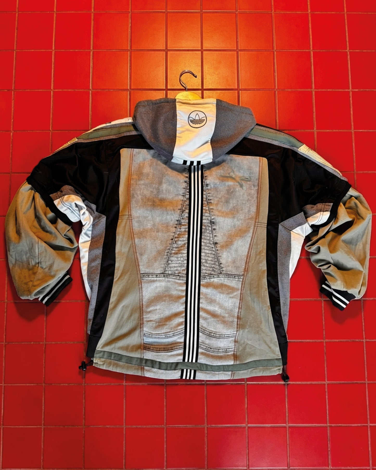 Reimagined Adidas Hoodie | One of a Kind Reworked Sportswear | Denim Back Hoodie with Detachable Hood | Sustainable Upcycled Clothing ONE SIZE