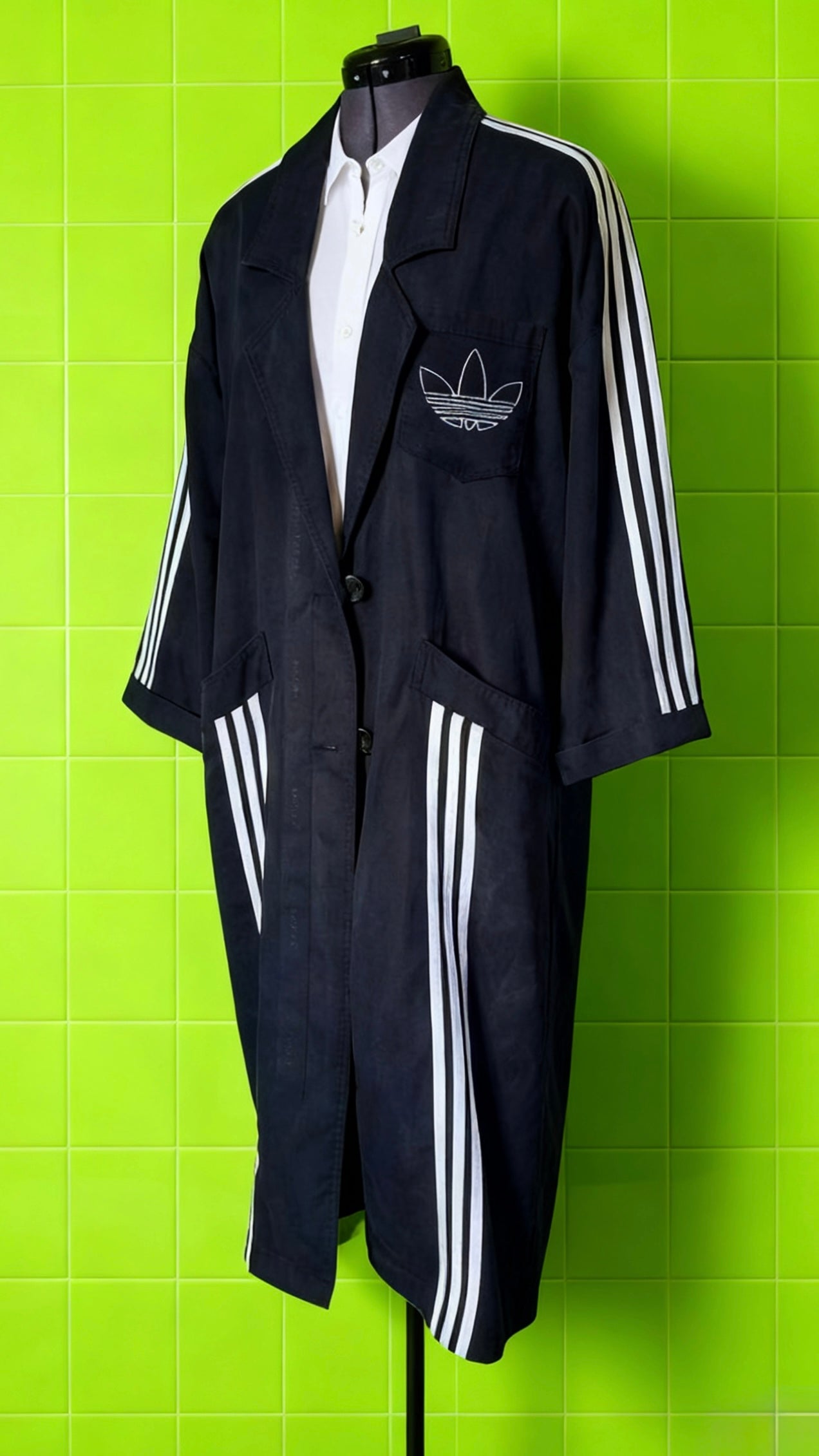 Reworked Adidas Three Stripe Jacket – Drop Shoulder, Unlined Lightweight Summer Layer