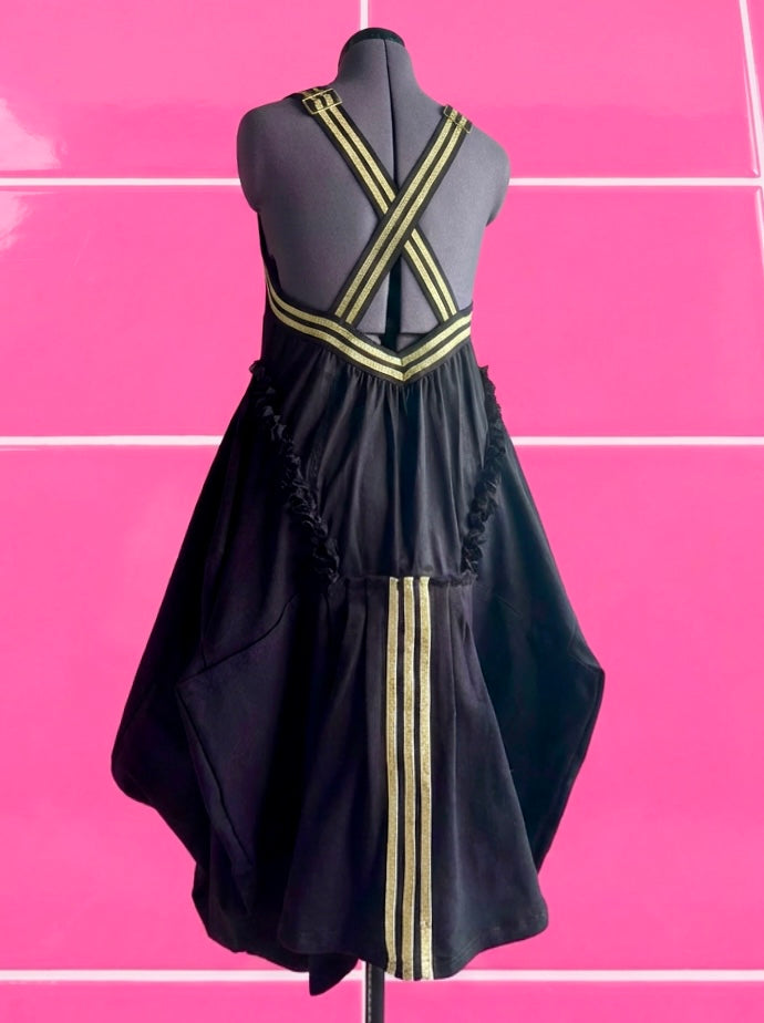 Adidas sport dress, gold sequin, black jersey