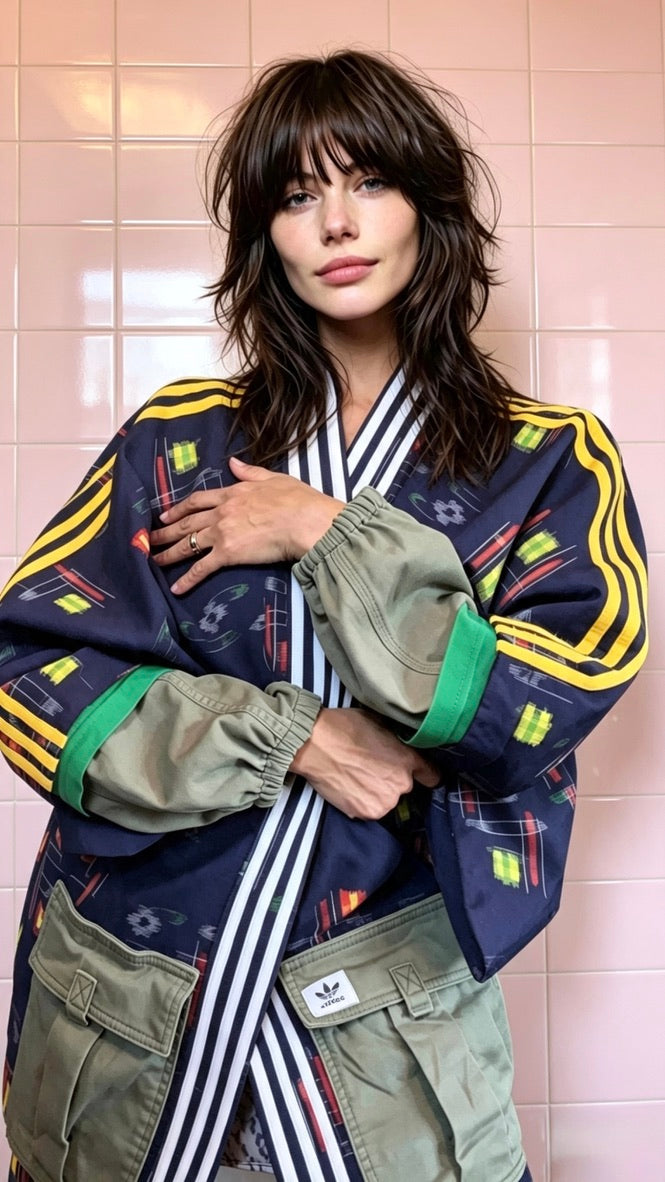 Adidas Reworked Navy Wool Blend Kimono