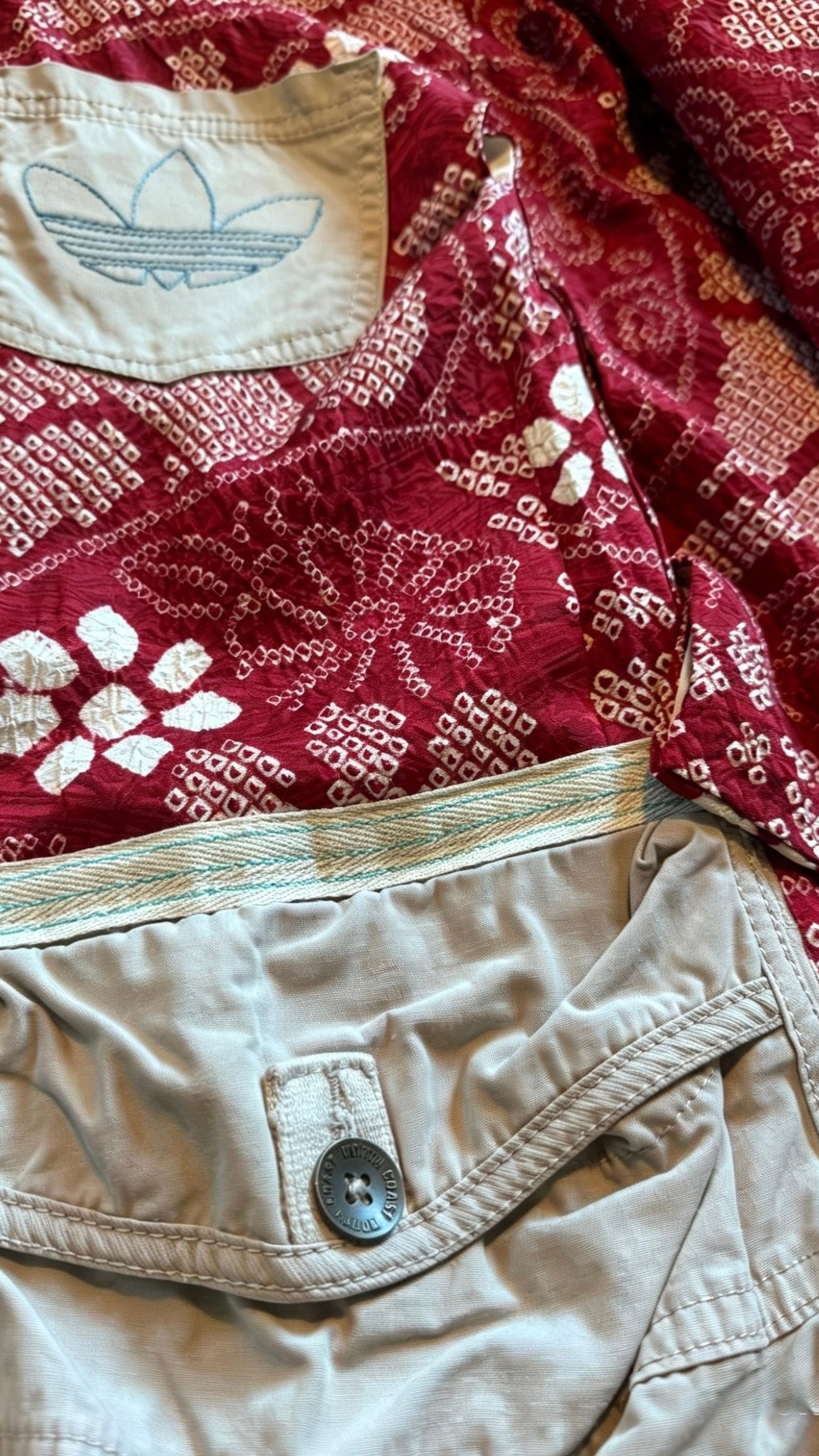 Adidas Reworked Red Silk Patterned Kimono